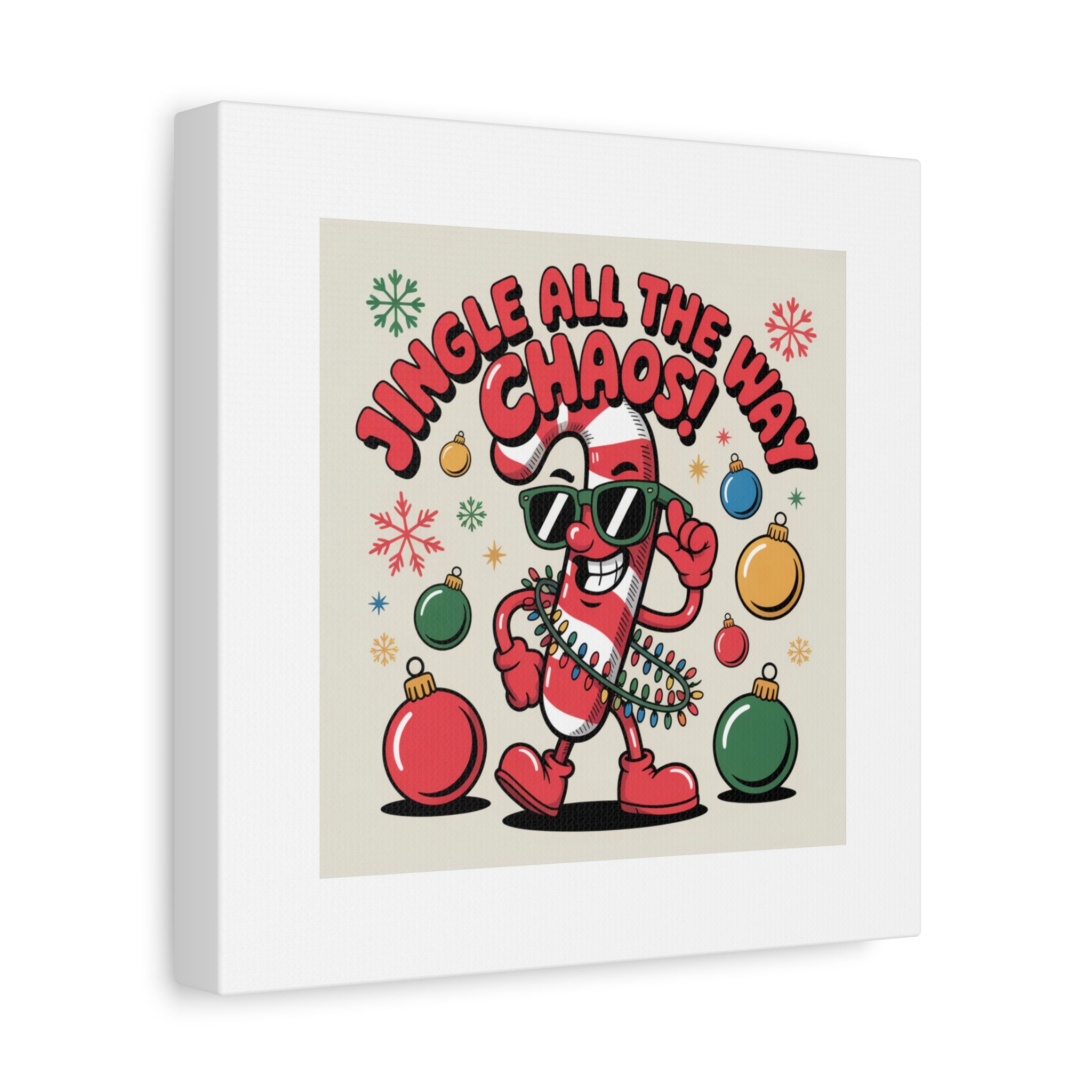 Jingle All The Way Chaos Candy Cane Canvas | ugly Christmas sweater, festive gag sweater