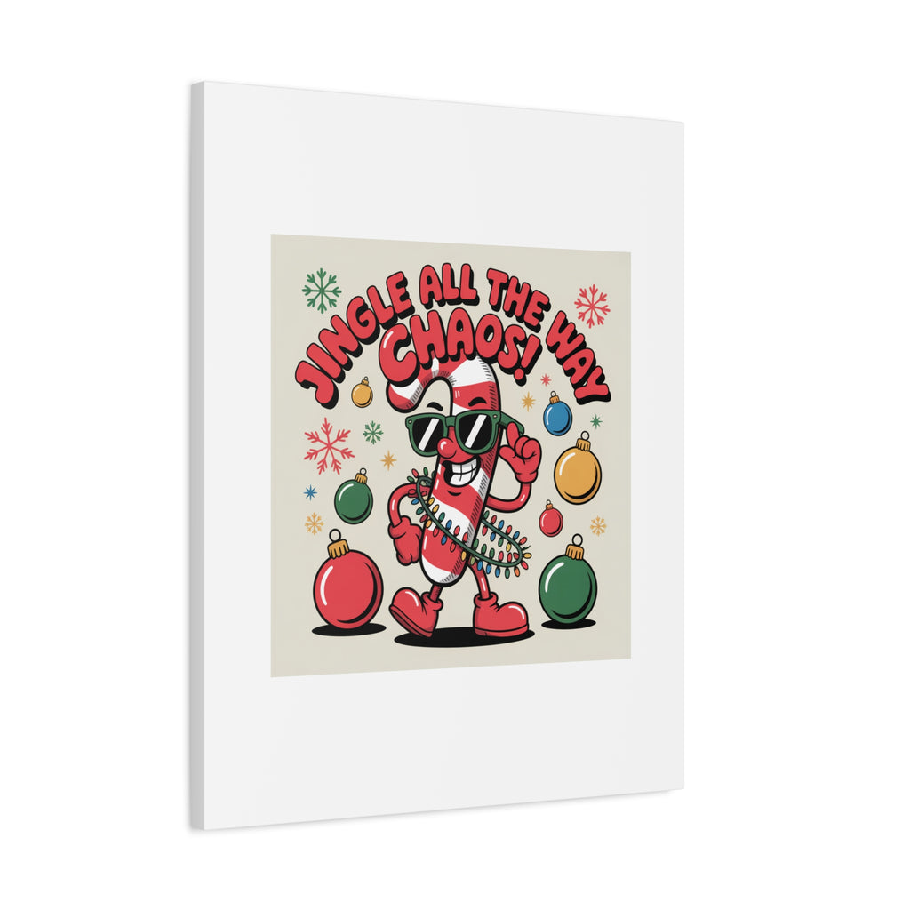 Jingle All The Way Chaos Candy Cane Canvas | ugly Christmas sweater, festive gag sweater