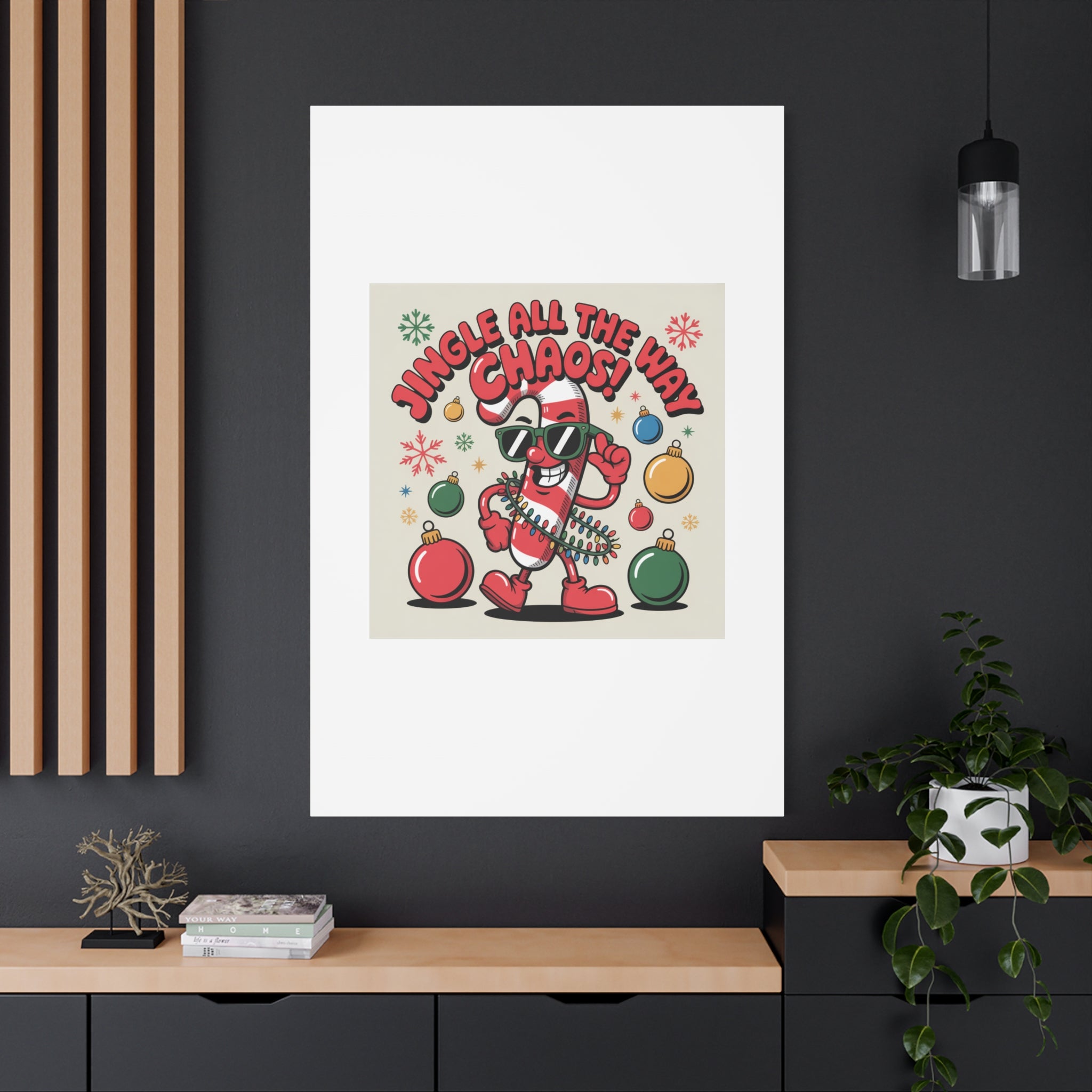 Jingle All The Way Chaos Candy Cane Canvas | ugly Christmas sweater, festive gag sweater