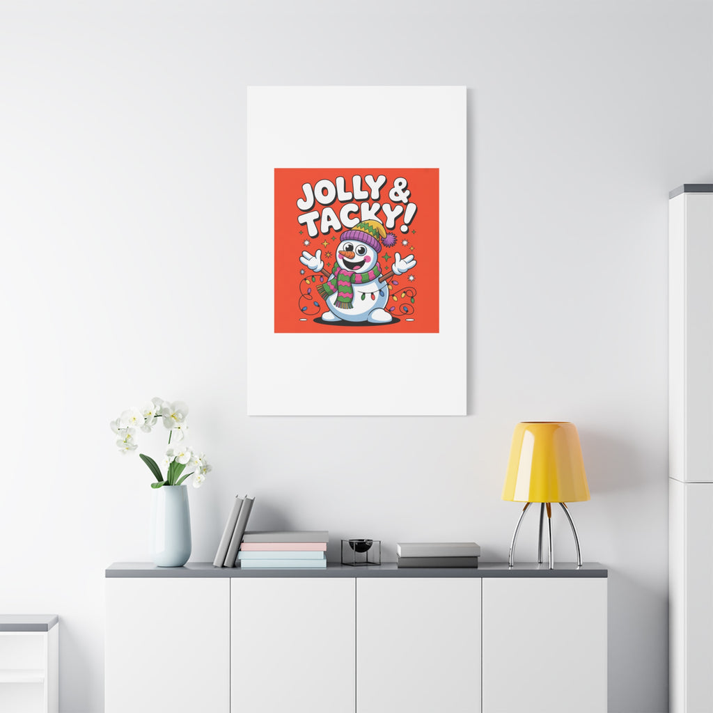 Jolly & Tacky Snowman Matte Canvas | ugly Christmas sweater novelty, festive gag