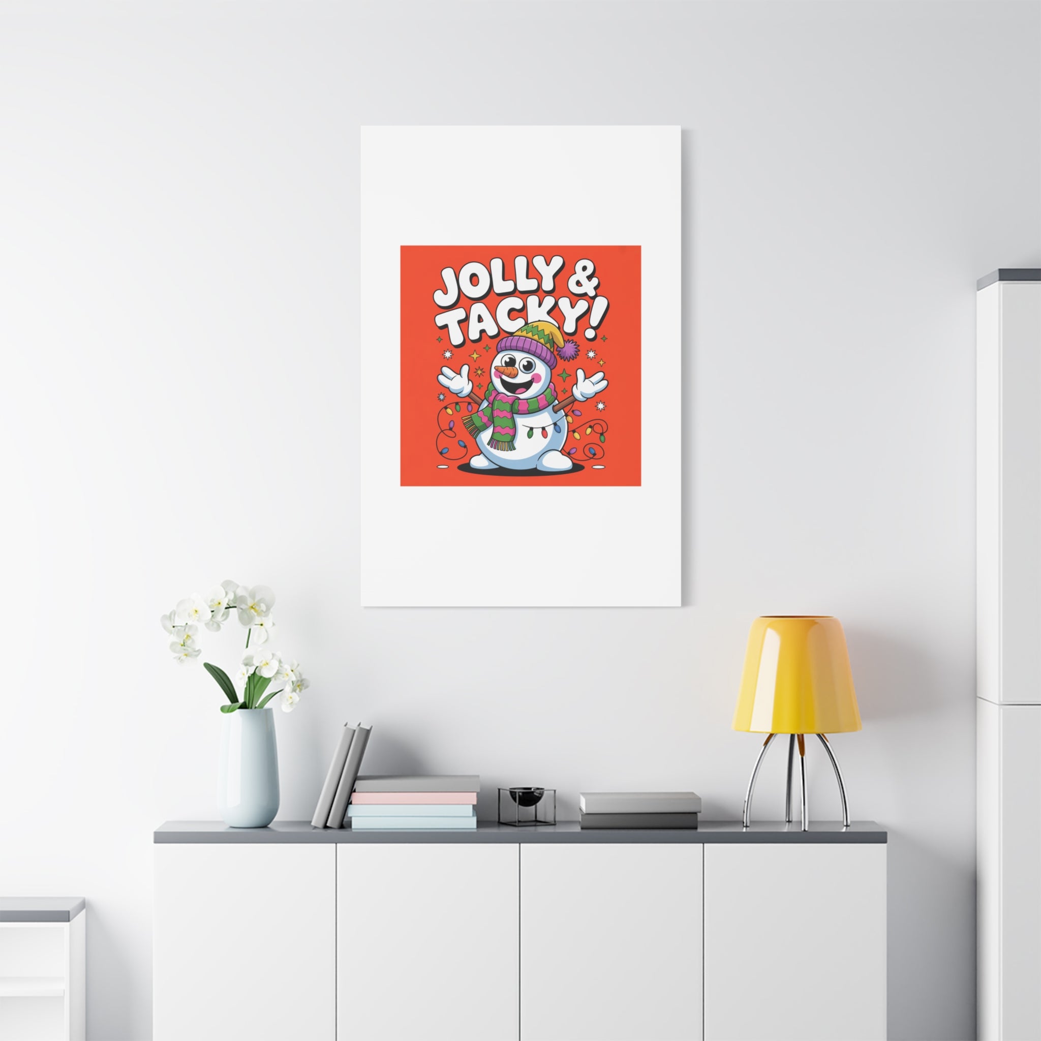 Jolly & Tacky Snowman Matte Canvas | ugly Christmas sweater novelty, festive gag