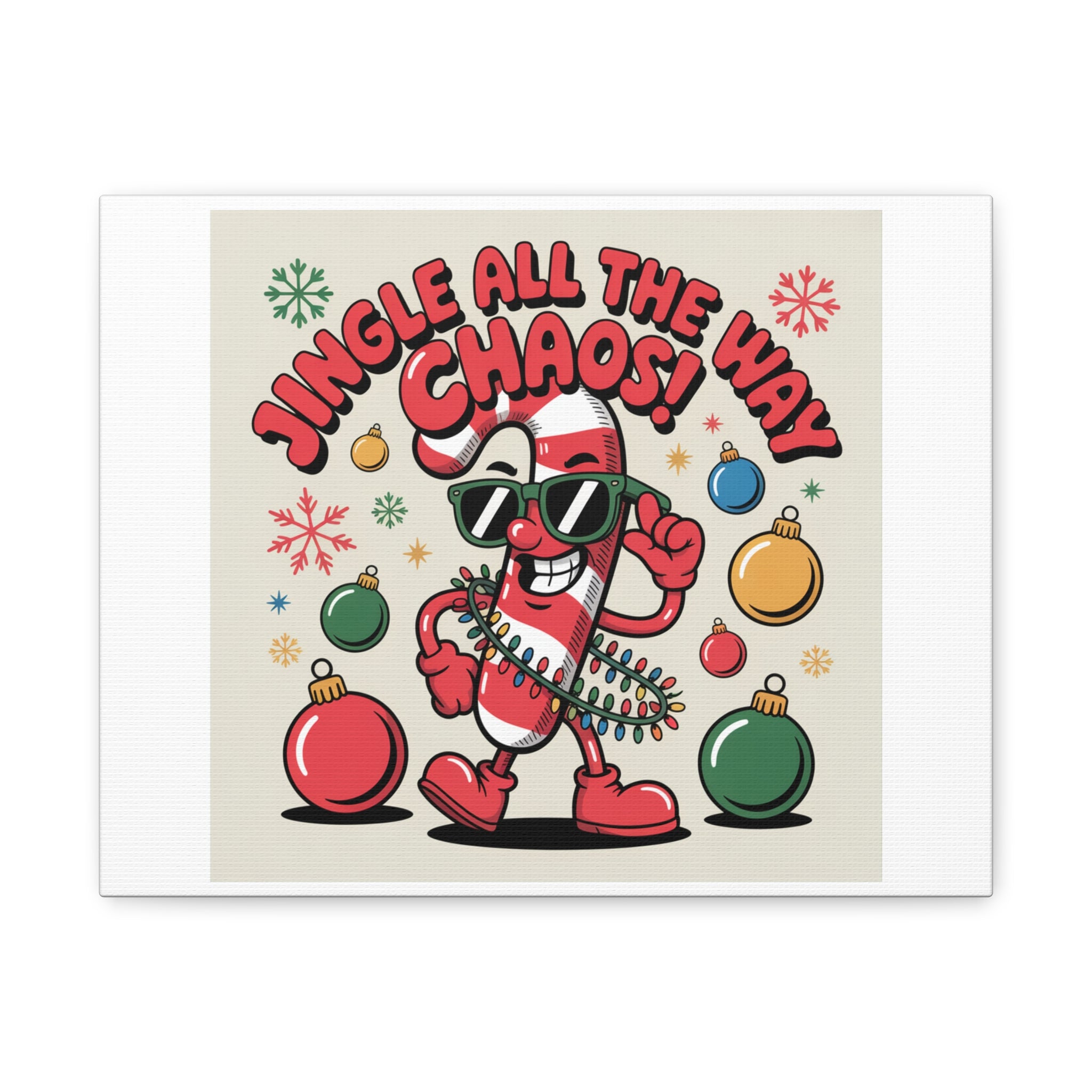 Jingle All The Way Chaos Candy Cane Canvas | ugly Christmas sweater, festive gag sweater