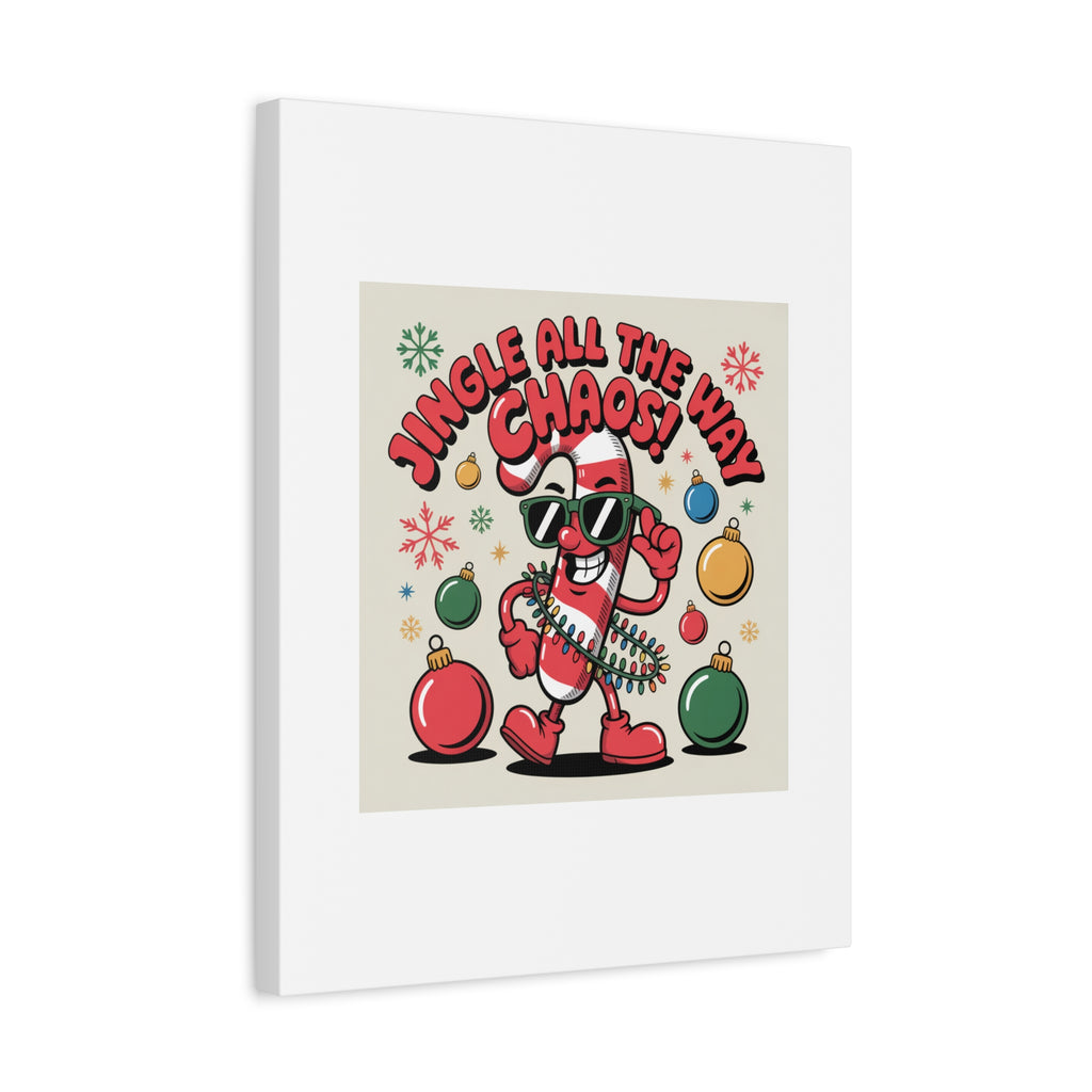 Jingle All The Way Chaos Candy Cane Canvas | ugly Christmas sweater, festive gag sweater