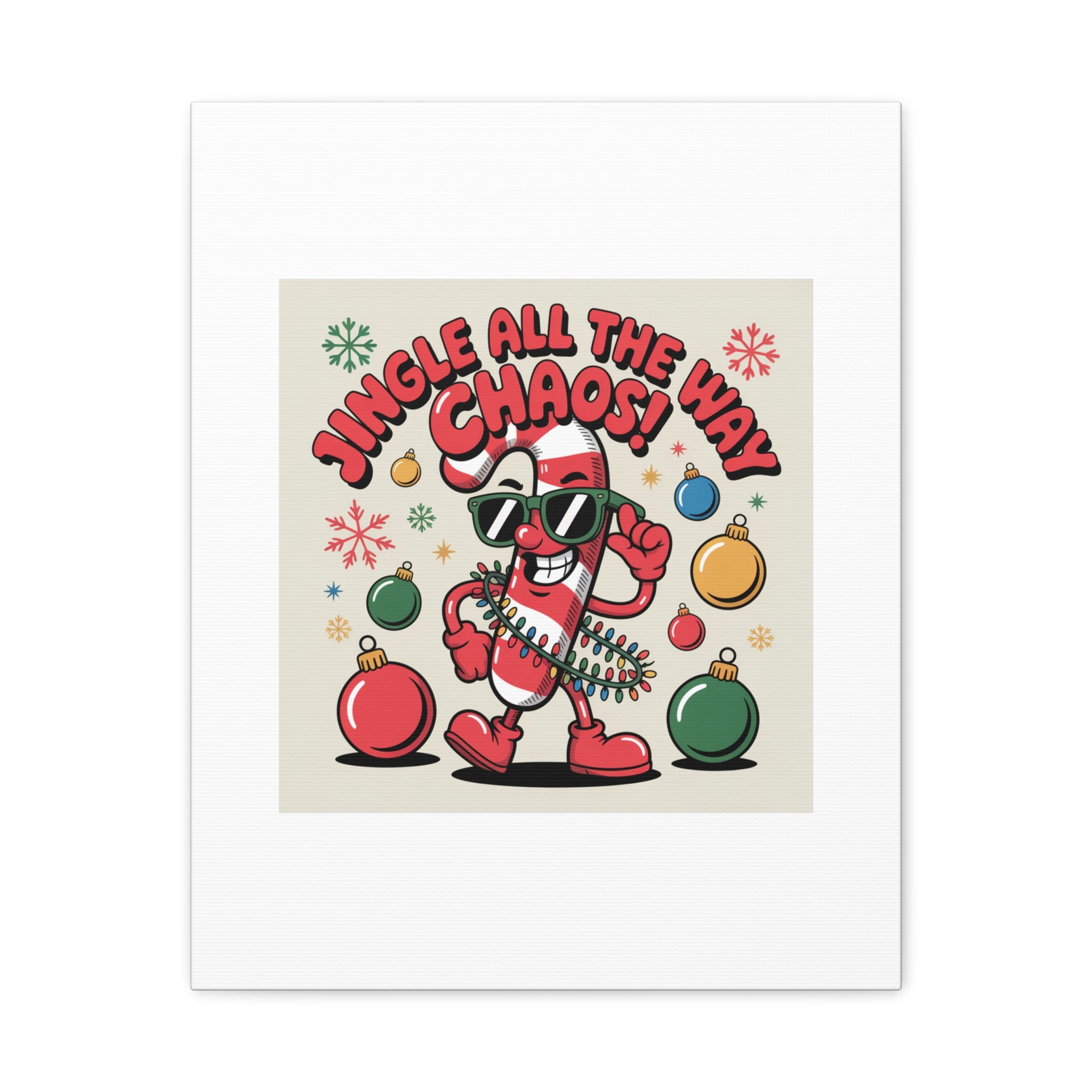 Jingle All The Way Chaos Candy Cane Canvas | ugly Christmas sweater, festive gag sweater