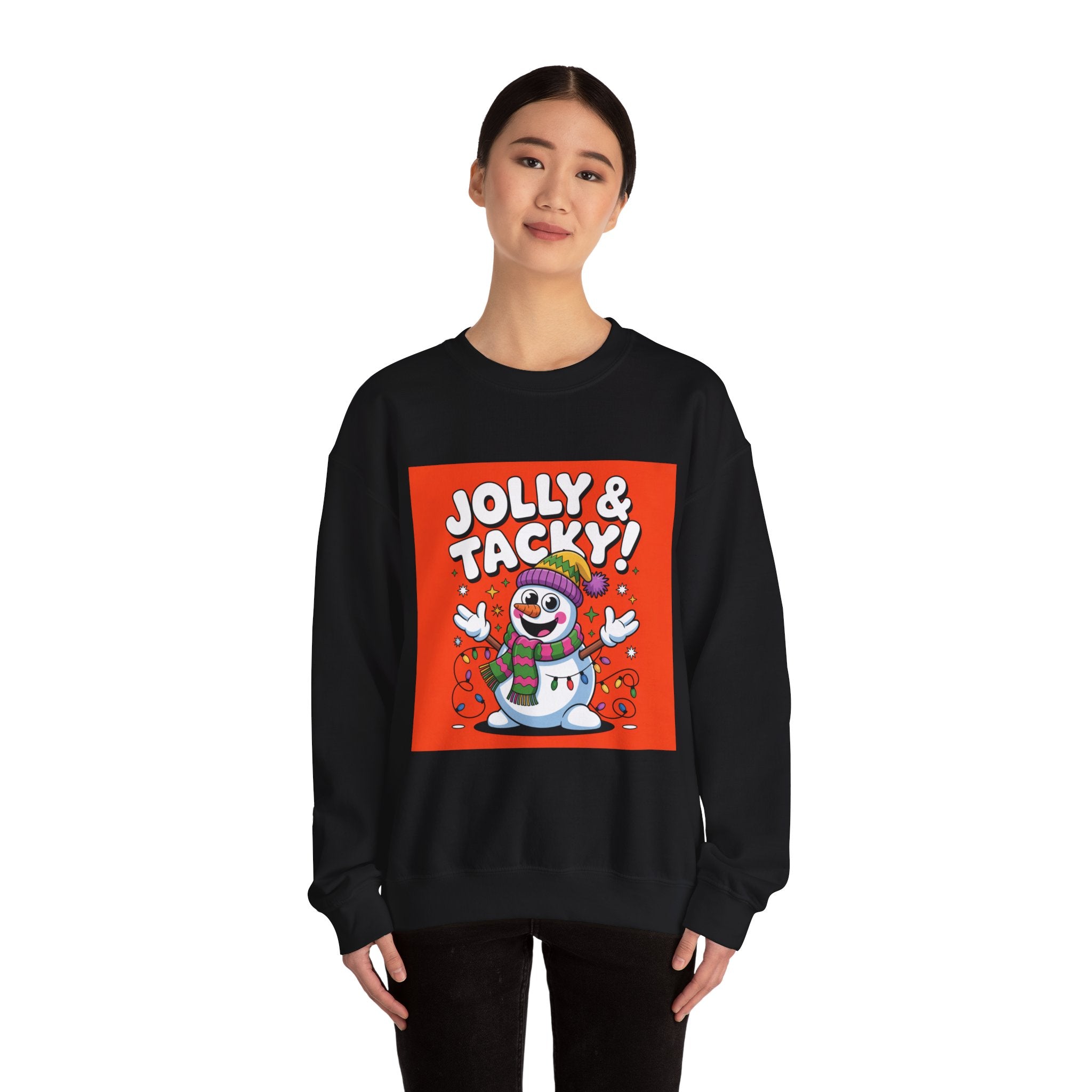 Jolly & Tacky Snowman Sweatshirt | ugly Christmas sweater, novelty holiday sweatshirt