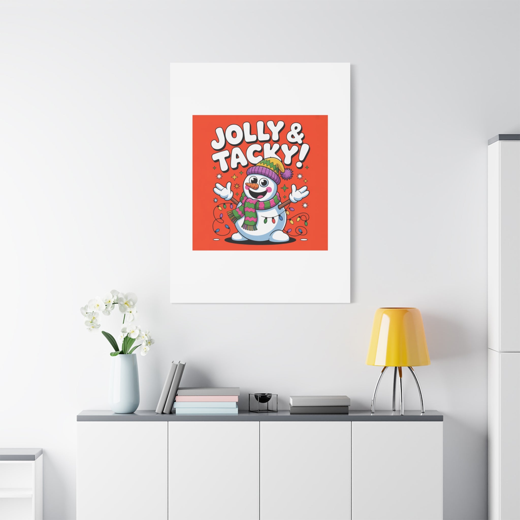 Jolly & Tacky Snowman Matte Canvas | ugly Christmas sweater novelty, festive gag