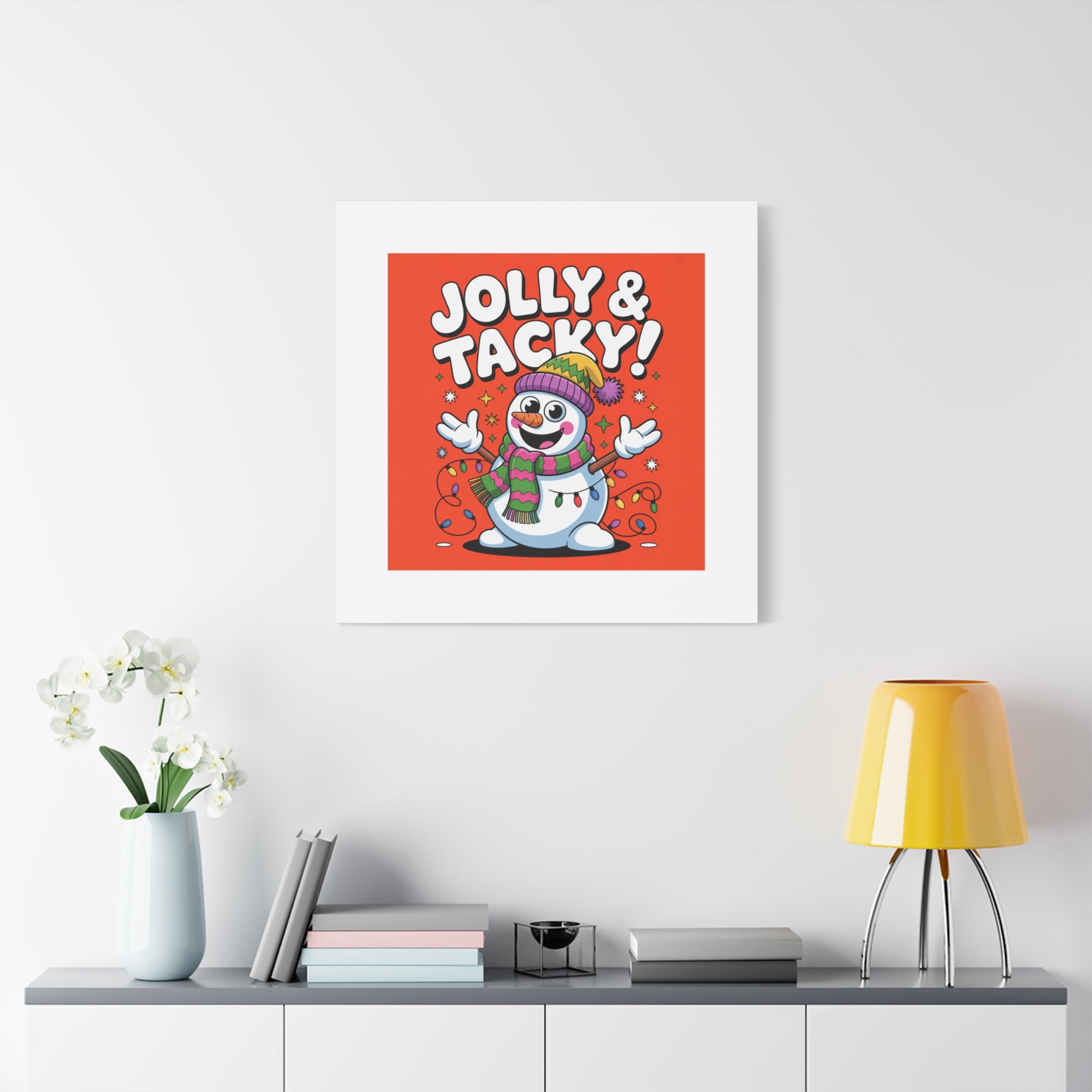 Jolly & Tacky Snowman Matte Canvas | ugly Christmas sweater novelty, festive gag