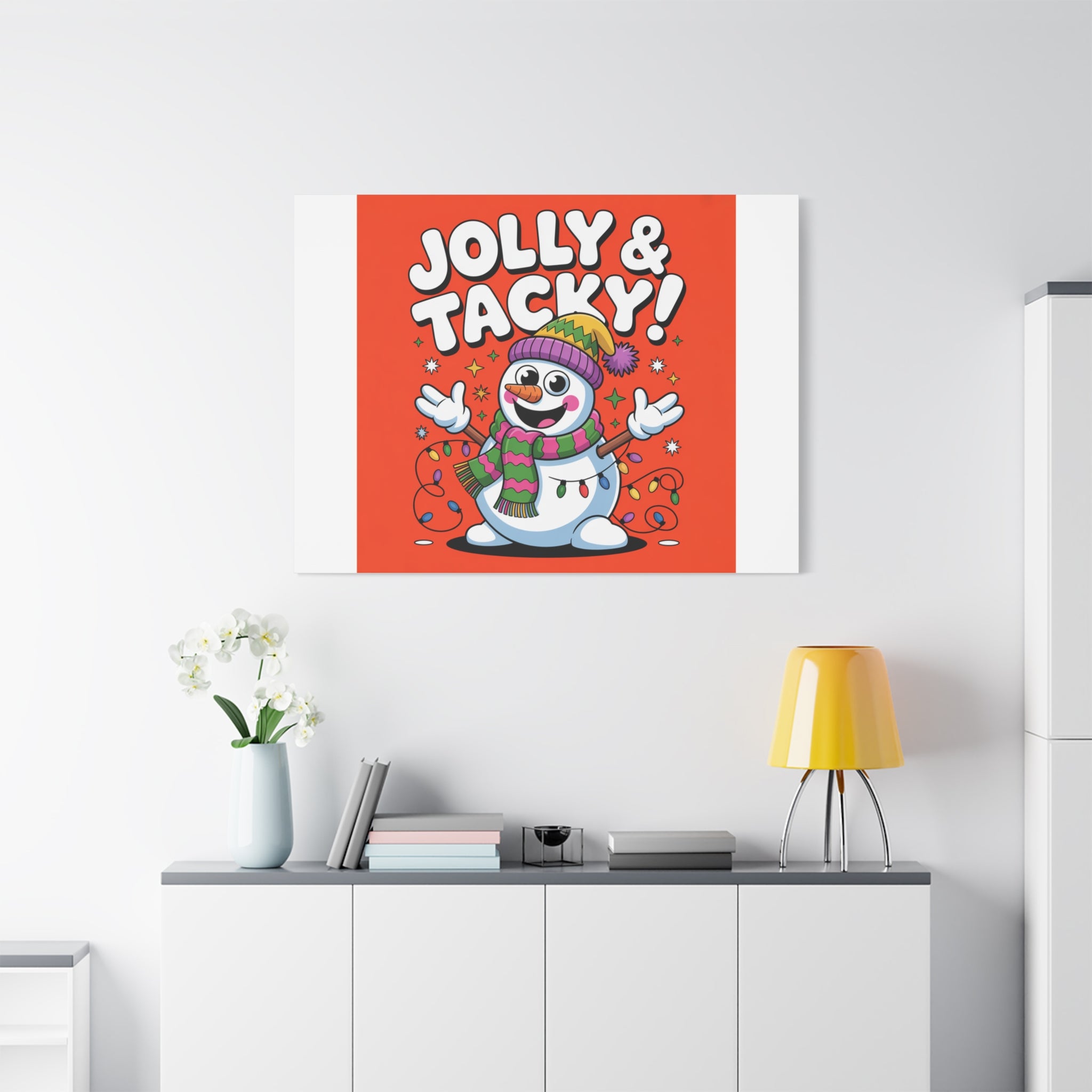 Jolly & Tacky Snowman Matte Canvas | ugly Christmas sweater novelty, festive gag