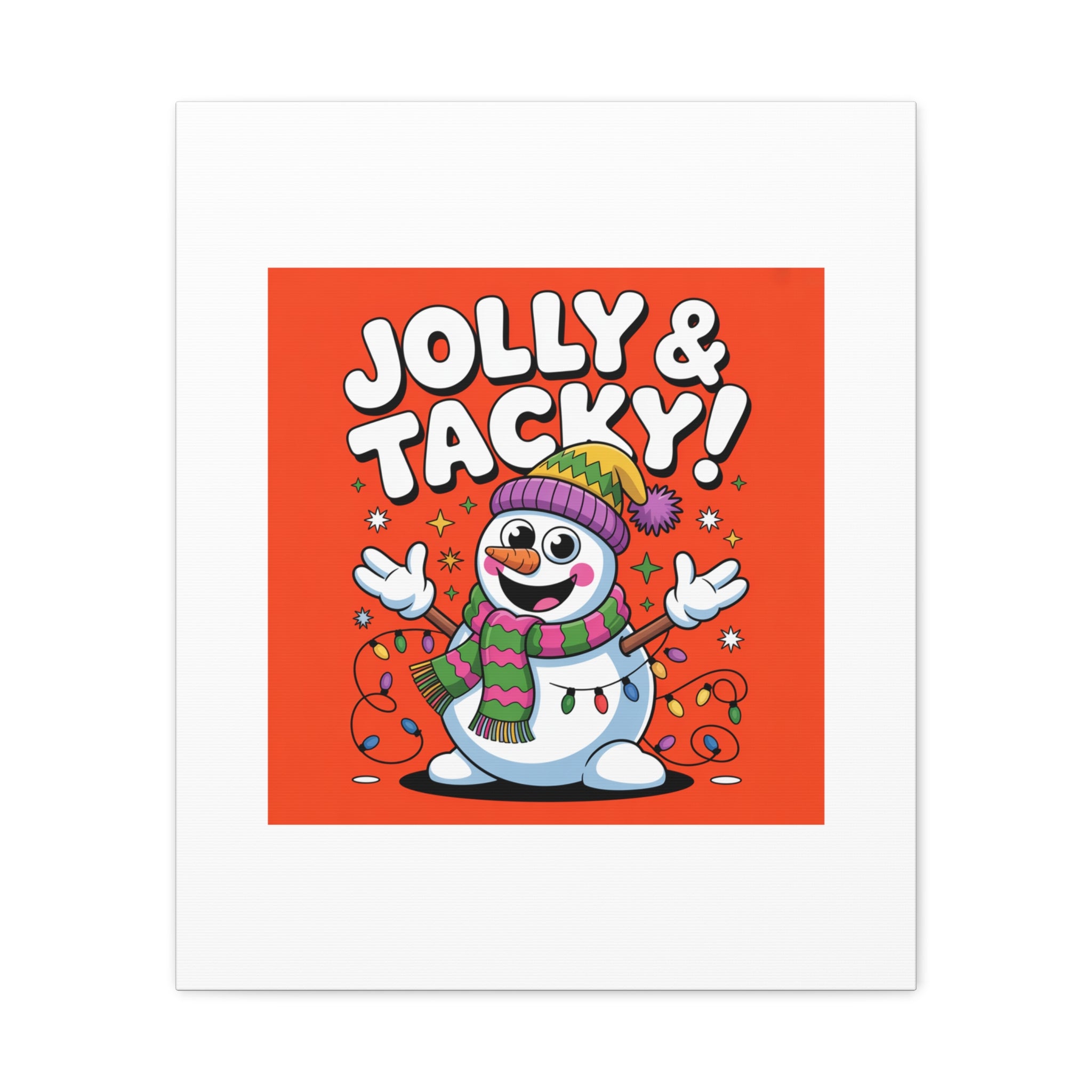 Jolly & Tacky Snowman Matte Canvas | ugly Christmas sweater novelty, festive gag