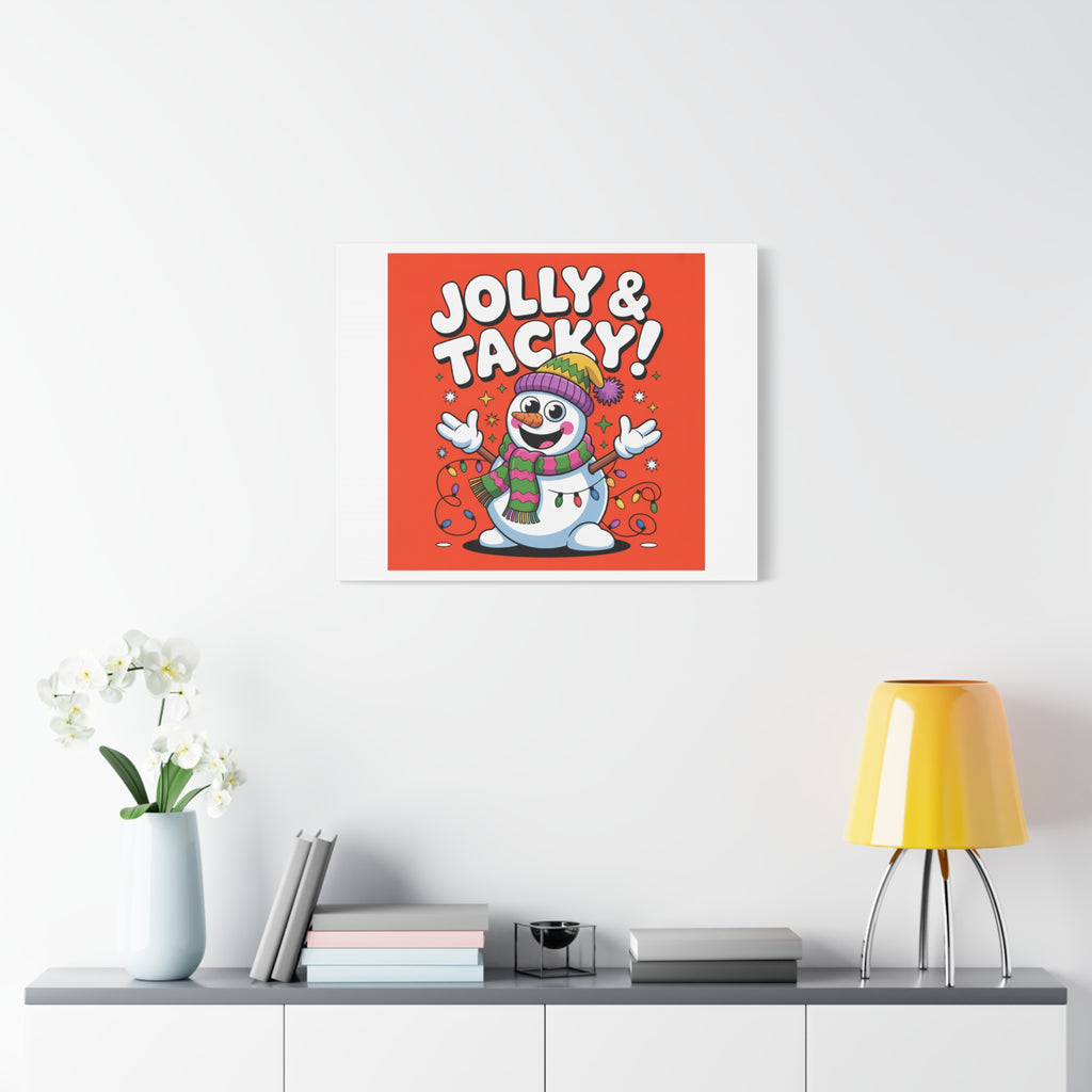 Jolly & Tacky Snowman Matte Canvas | ugly Christmas sweater novelty, festive gag