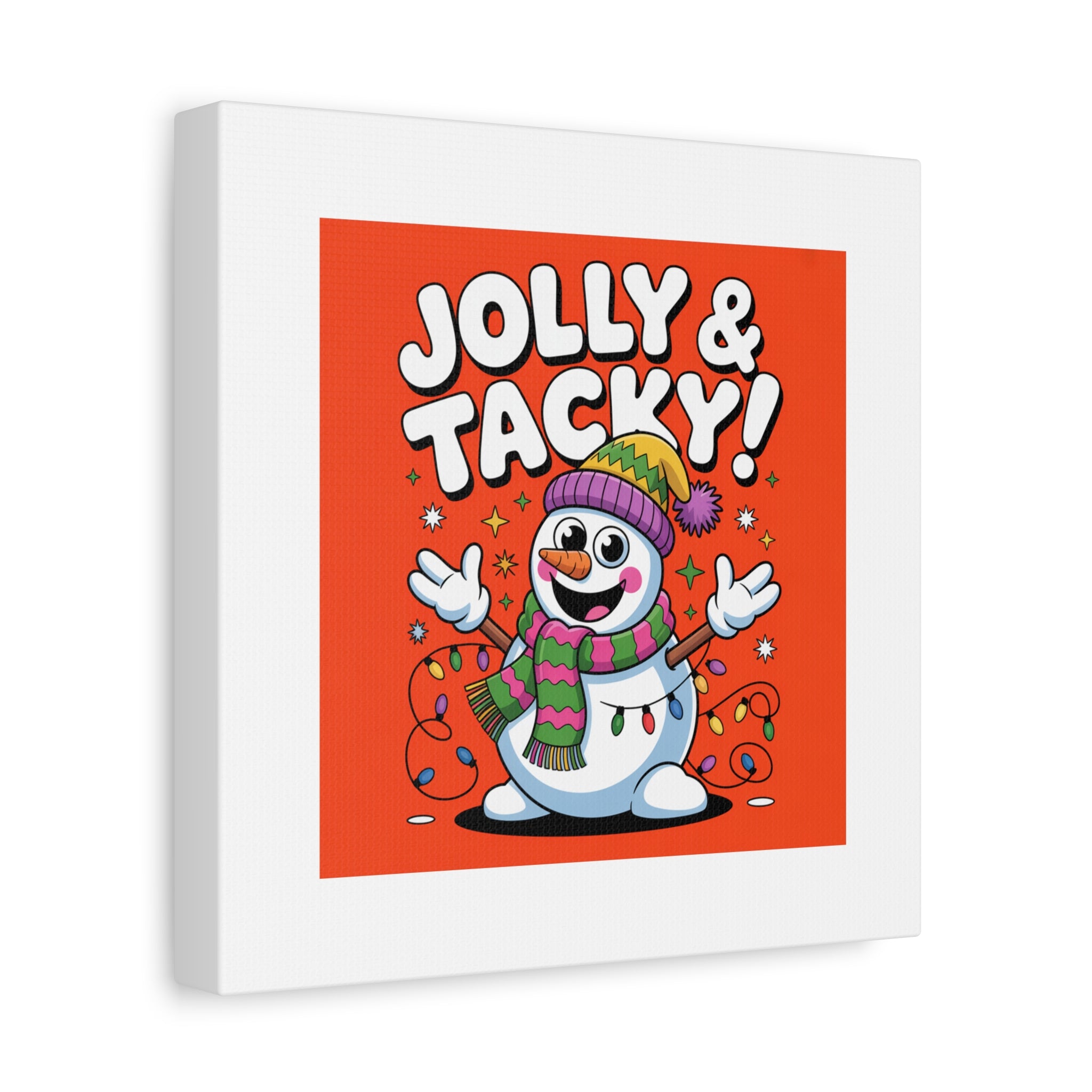 Jolly & Tacky Snowman Matte Canvas | ugly Christmas sweater novelty, festive gag