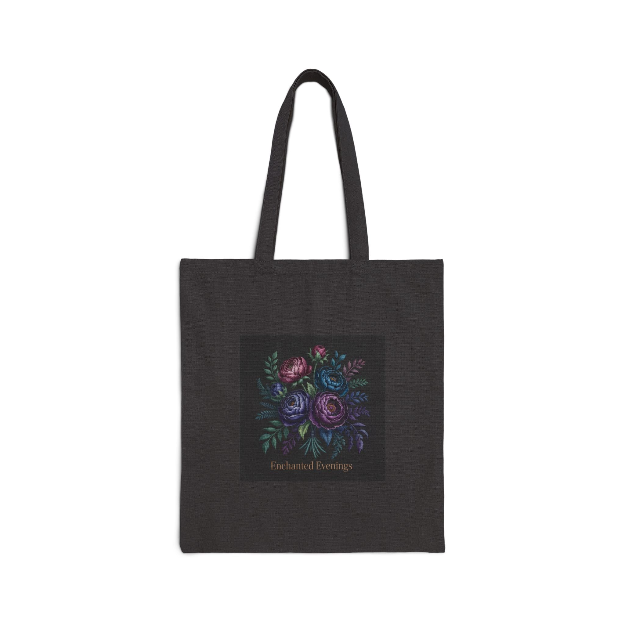 Moody Rose Midnight Bloom Tote | Dark Floral Canvas Tote