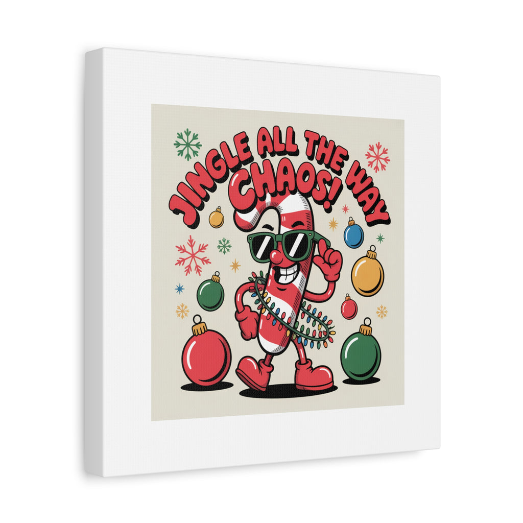 Jingle All The Way Chaos Candy Cane Canvas | ugly Christmas sweater, festive gag sweater