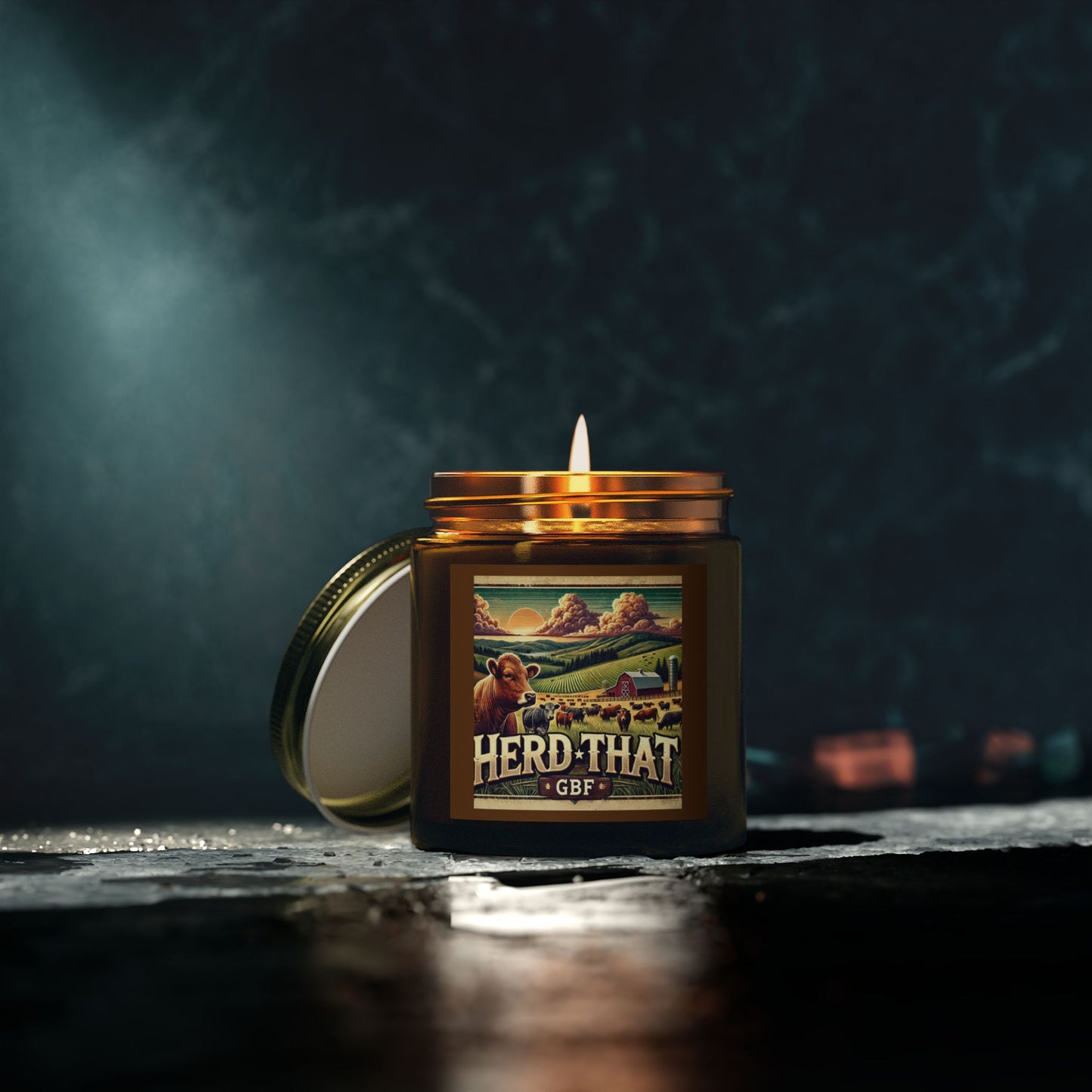 Candle with Rustic Herd Design | Scented Coconut Apricot, Unique Gift for Farmhouse Decor, Home Fragrance, Relaxation, Cow Theme