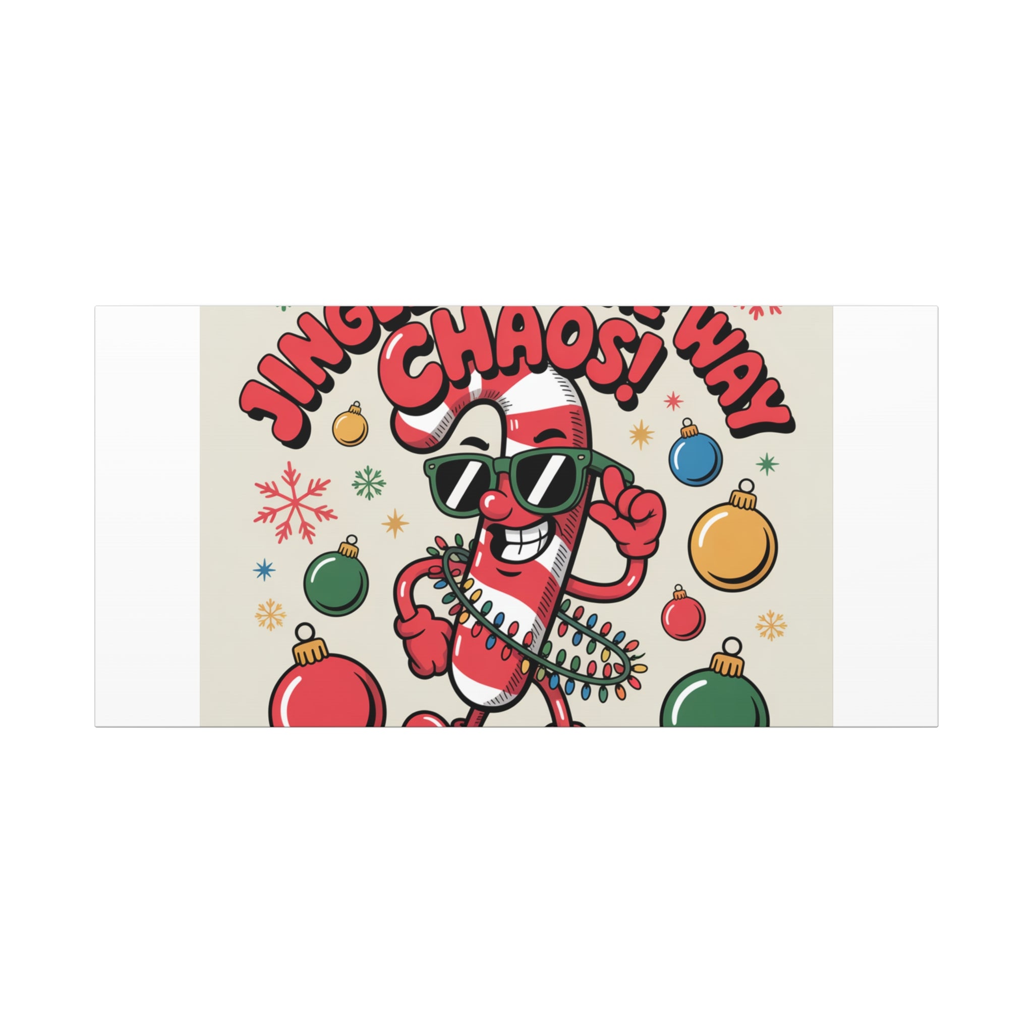 Jingle All The Way Chaos Candy Cane Canvas | ugly Christmas sweater, festive gag sweater