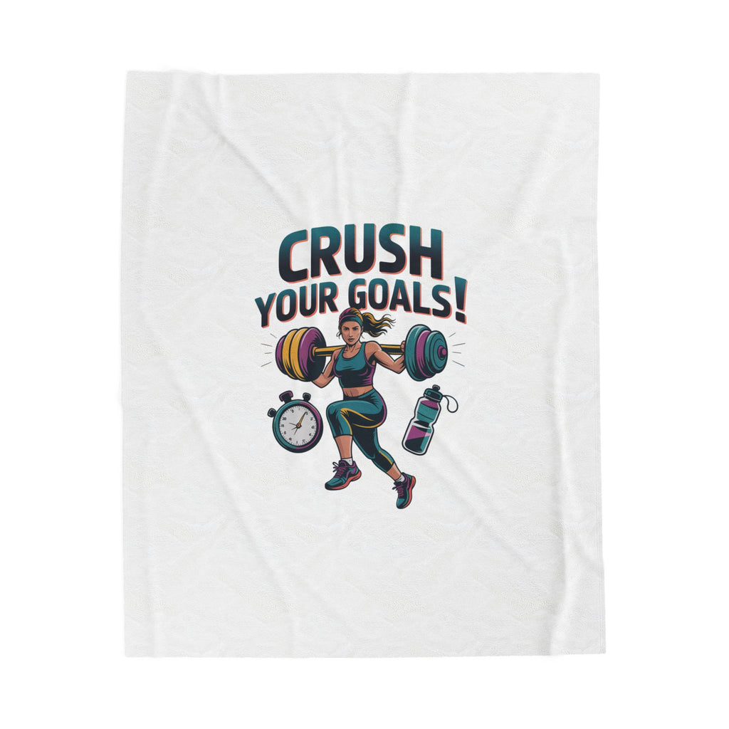 Crush Your Goals Plush Blanket | New Year Workout Motivation, Fitness Habit Tracker