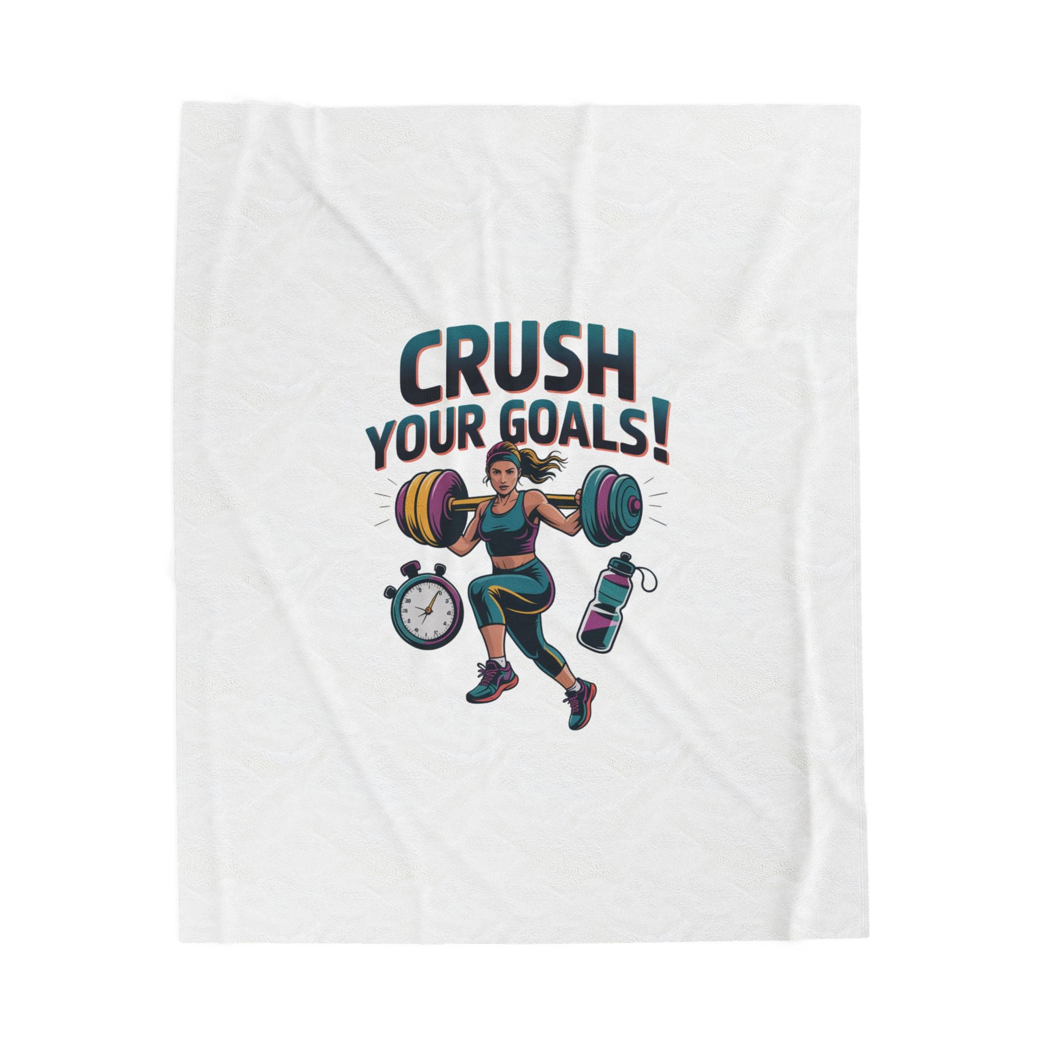 Crush Your Goals Plush Blanket | New Year Workout Motivation, Fitness Habit Tracker