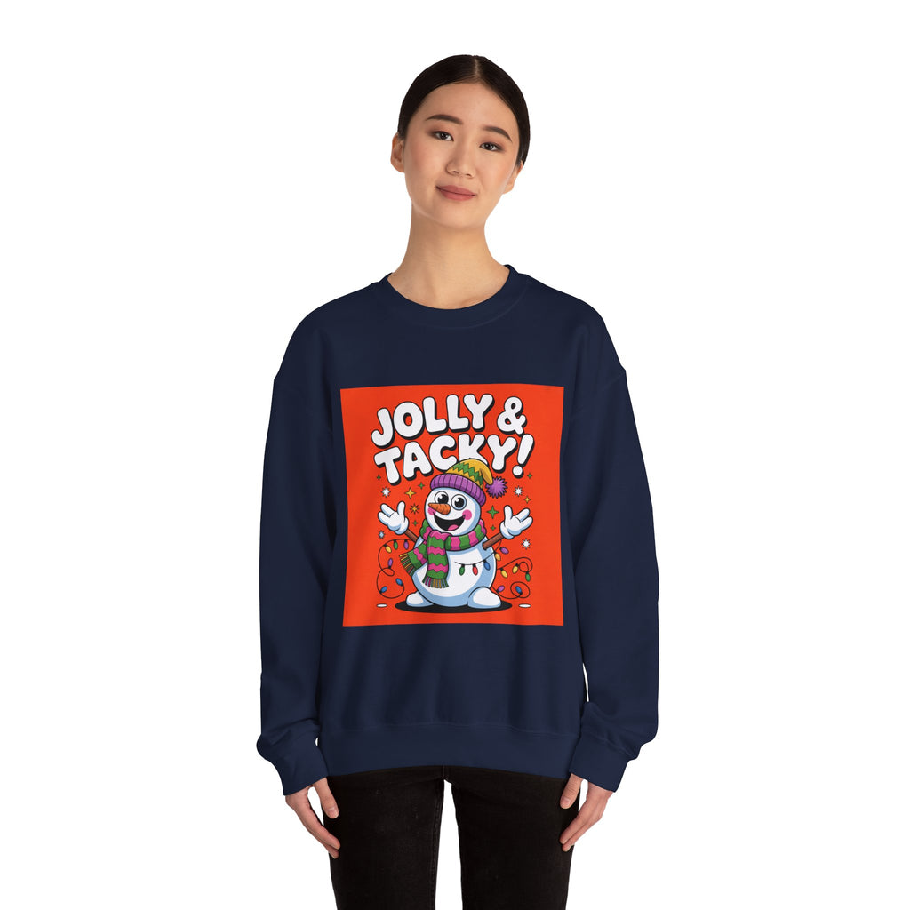 Jolly & Tacky Snowman Sweatshirt | ugly Christmas sweater, novelty holiday sweatshirt