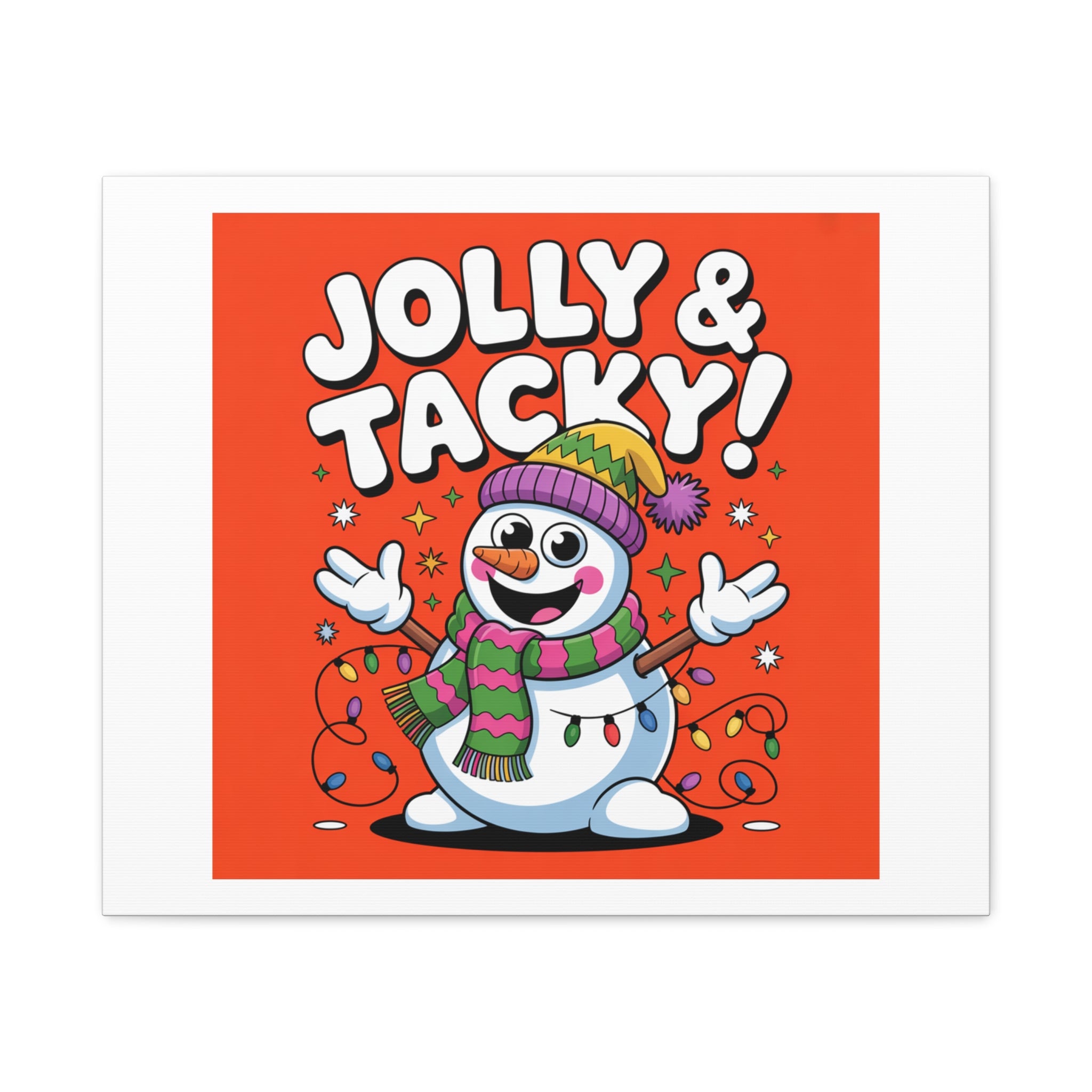 Jolly & Tacky Snowman Matte Canvas | ugly Christmas sweater novelty, festive gag