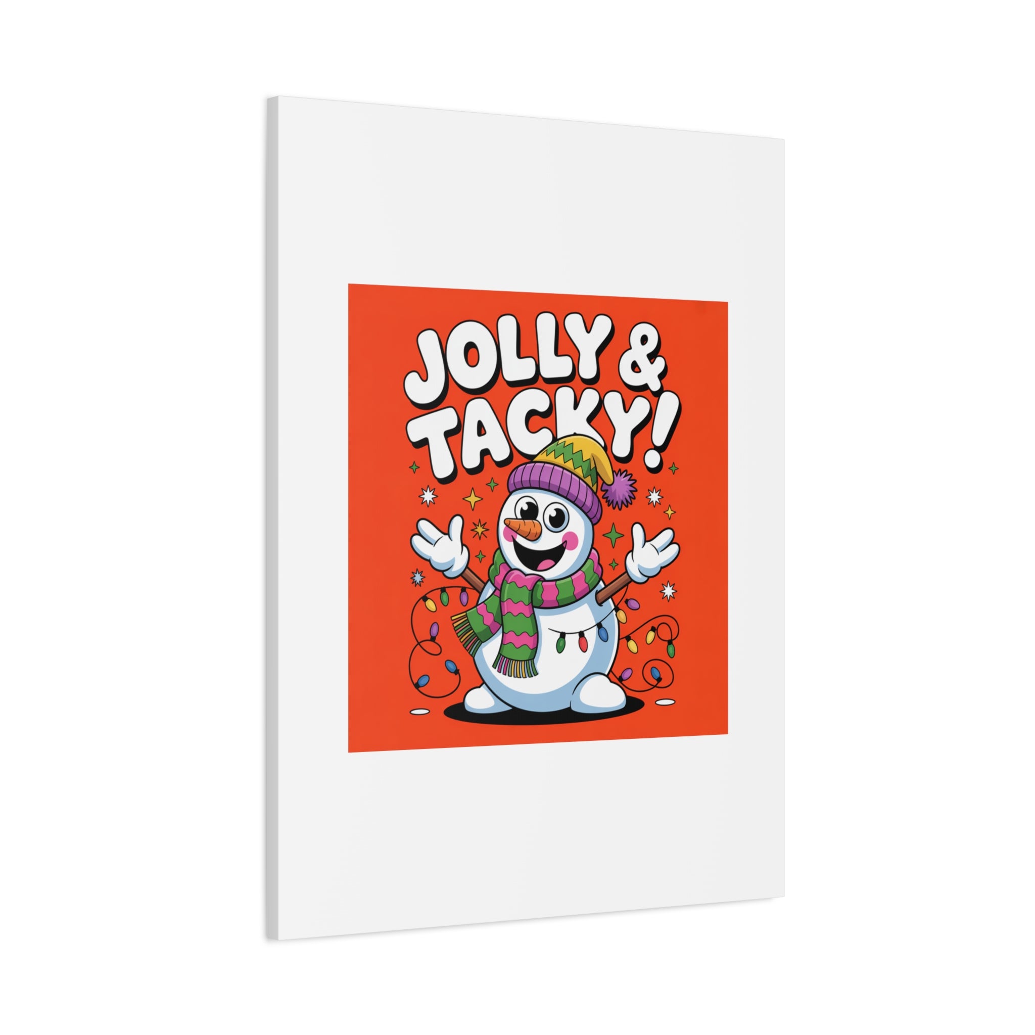 Jolly & Tacky Snowman Matte Canvas | ugly Christmas sweater novelty, festive gag