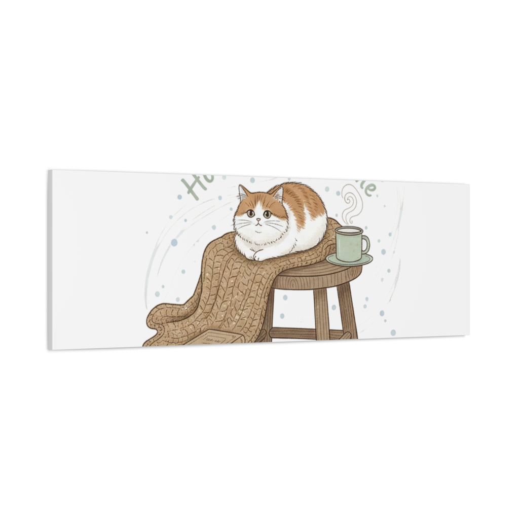 Home Sweet Home cat print Canvas | introvert homebody decor, cozy winter wall art