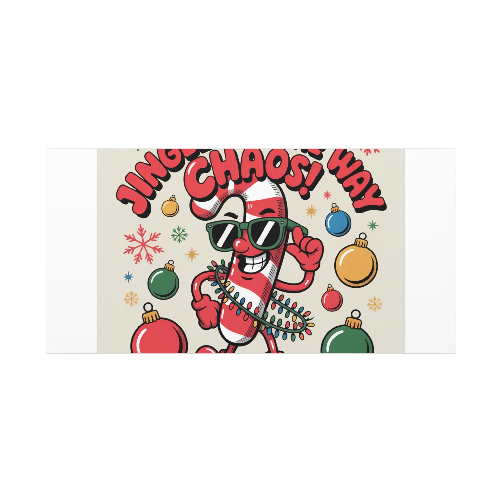 Jingle All The Way Chaos Candy Cane Canvas | ugly Christmas sweater, festive gag sweater