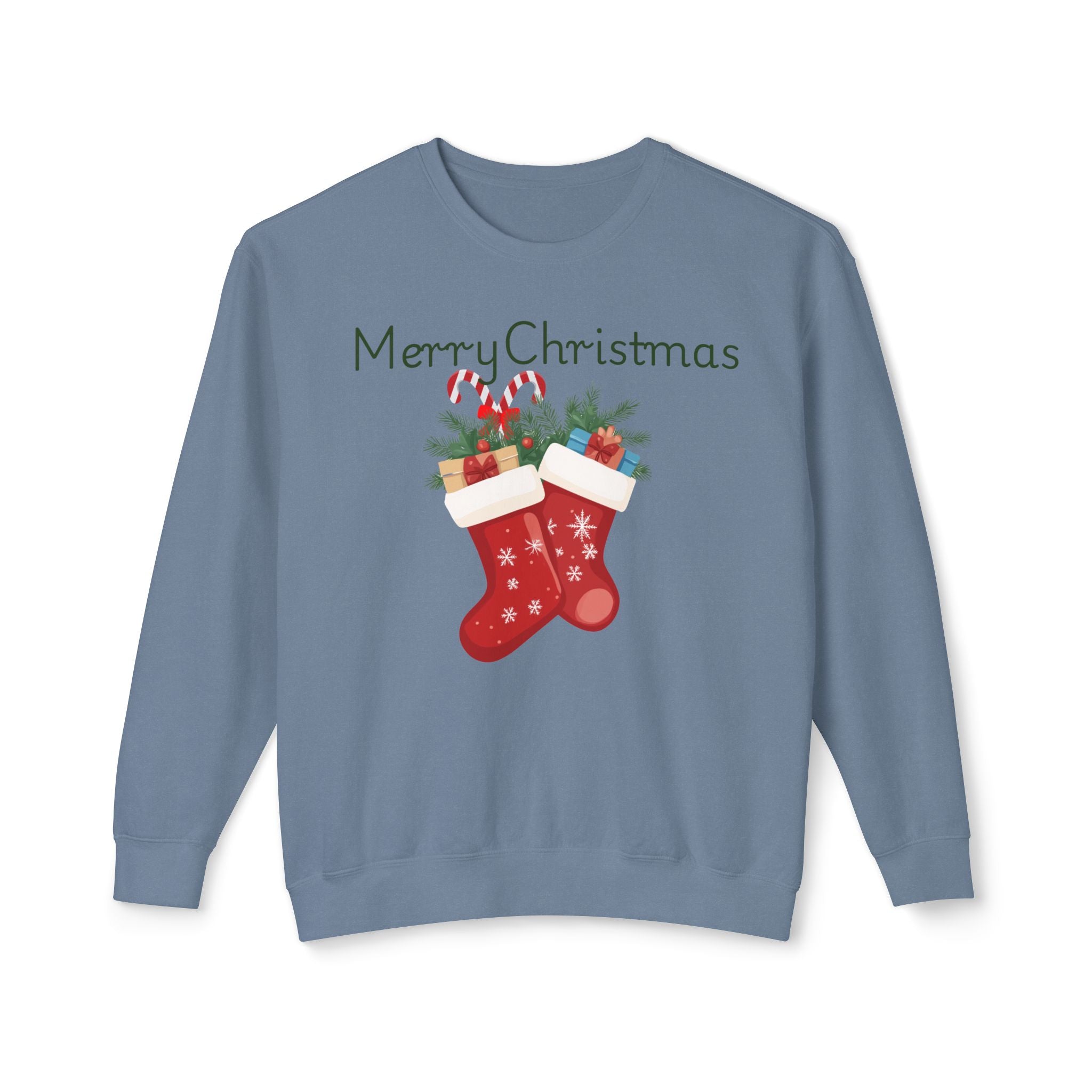 Merry Christmas Stockings Crewneck Sweatshirt — Festive Holiday Sweater