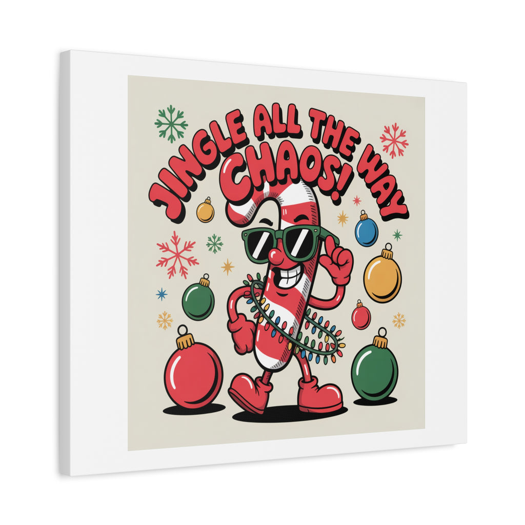 Jingle All The Way Chaos Candy Cane Canvas | ugly Christmas sweater, festive gag sweater