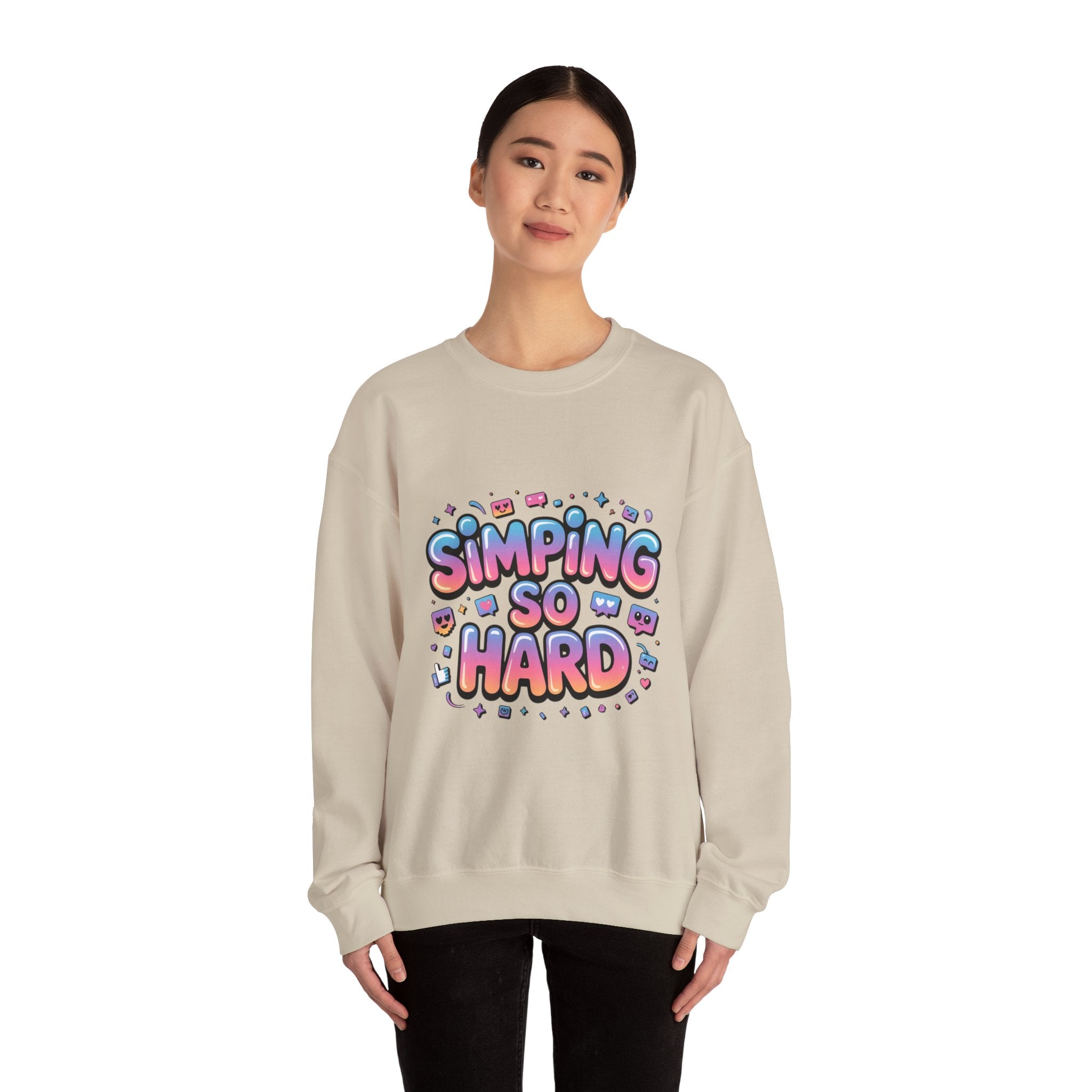 SIMPING SO HARD Sweatshirt | Gen-Z Slang, Meme Typography