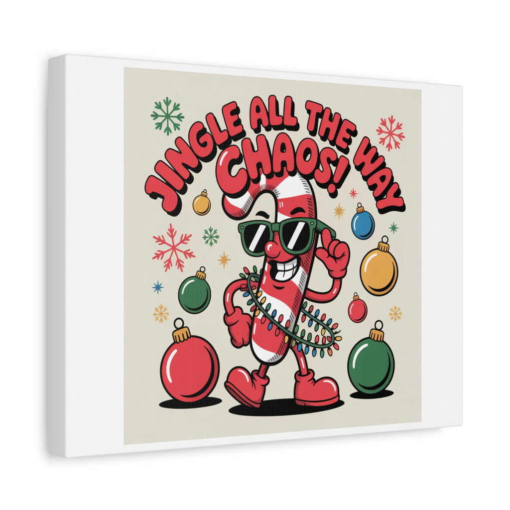 Jingle All The Way Chaos Candy Cane Canvas | ugly Christmas sweater, festive gag sweater
