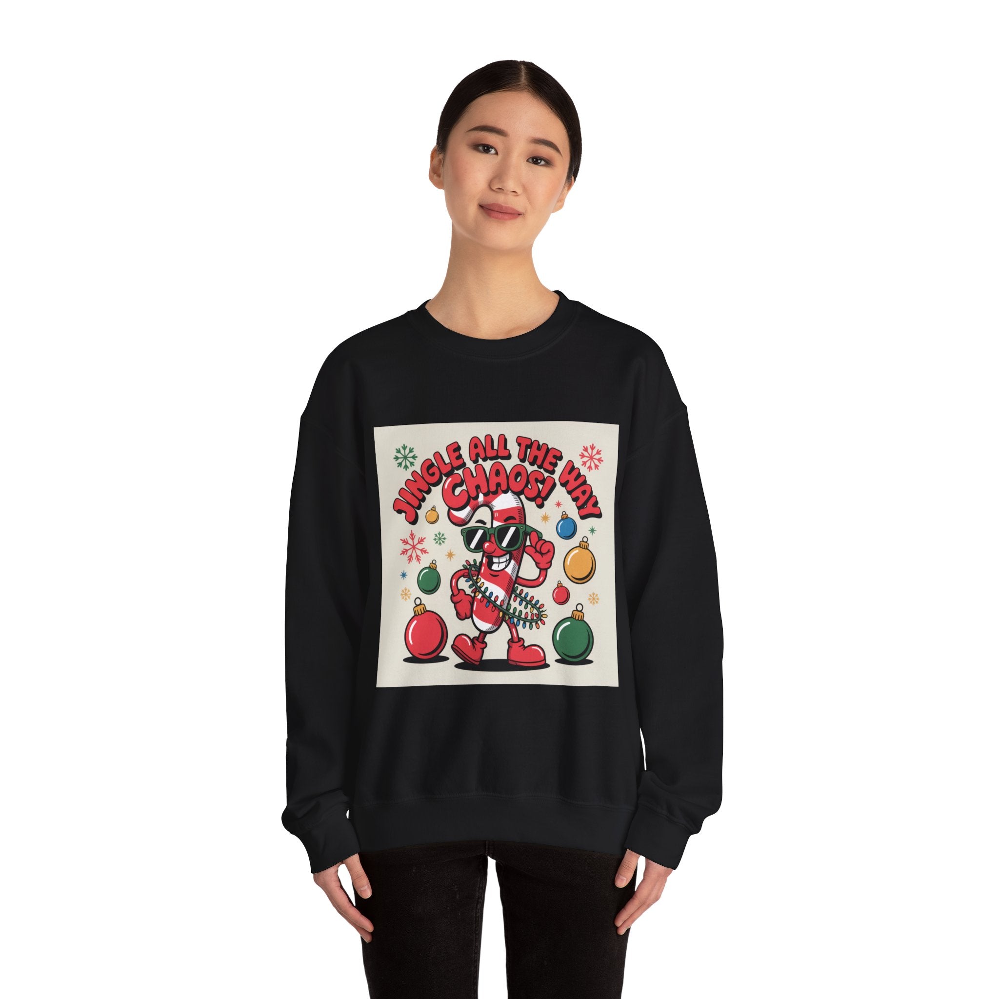 Jingle All the Chaos ugly Christmas sweater sweatshirt | festive gag sweater