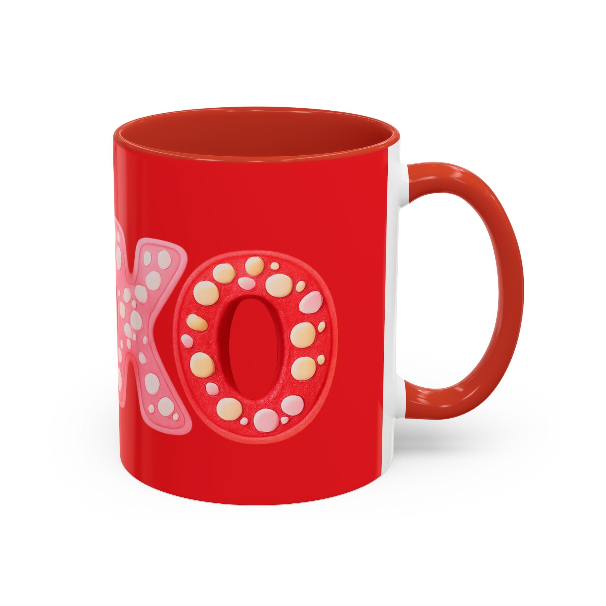 XO Valentine Coffee Mug — Red Accent Romantic Ceramic Mug