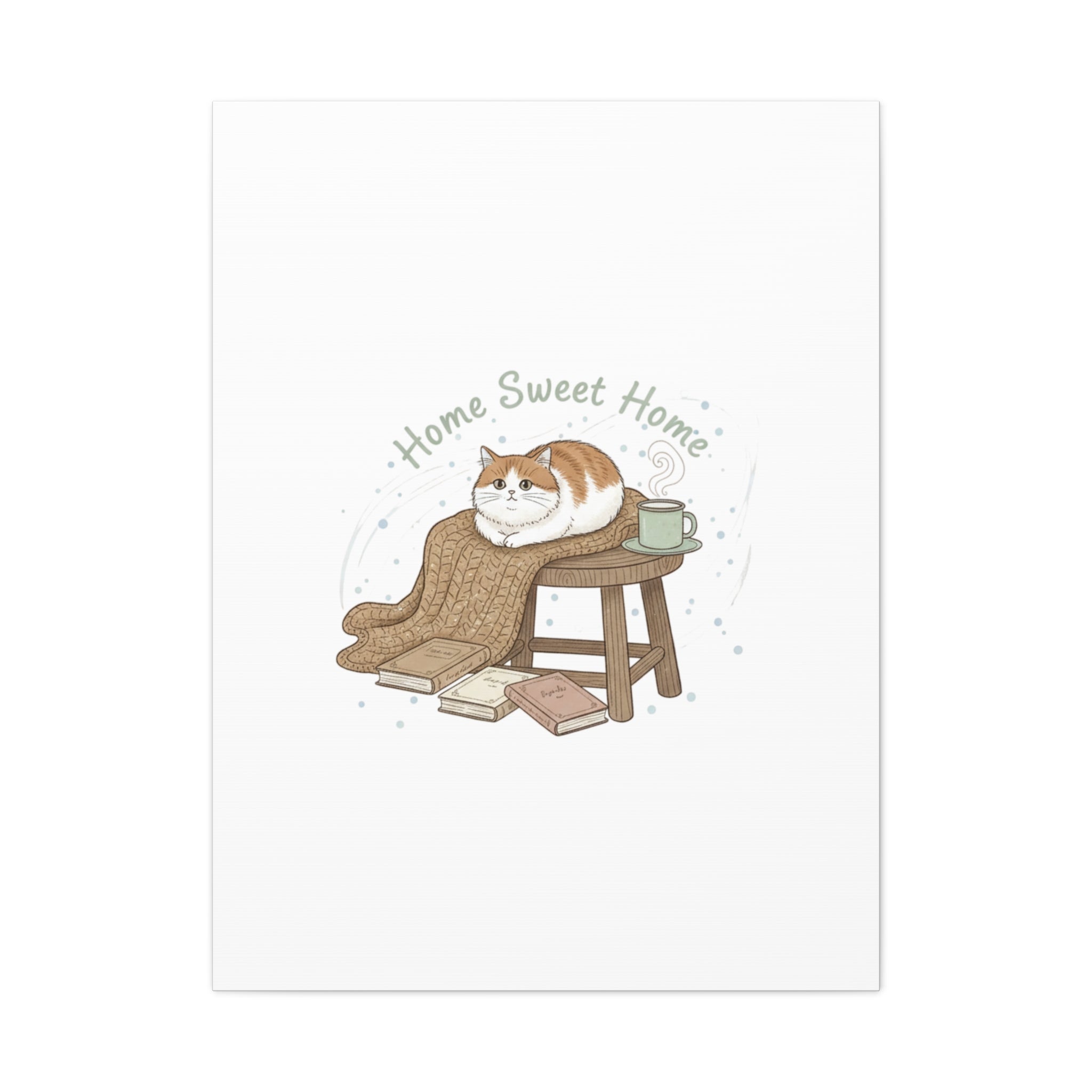 Home Sweet Home cat print Canvas | introvert homebody decor, cozy winter wall art