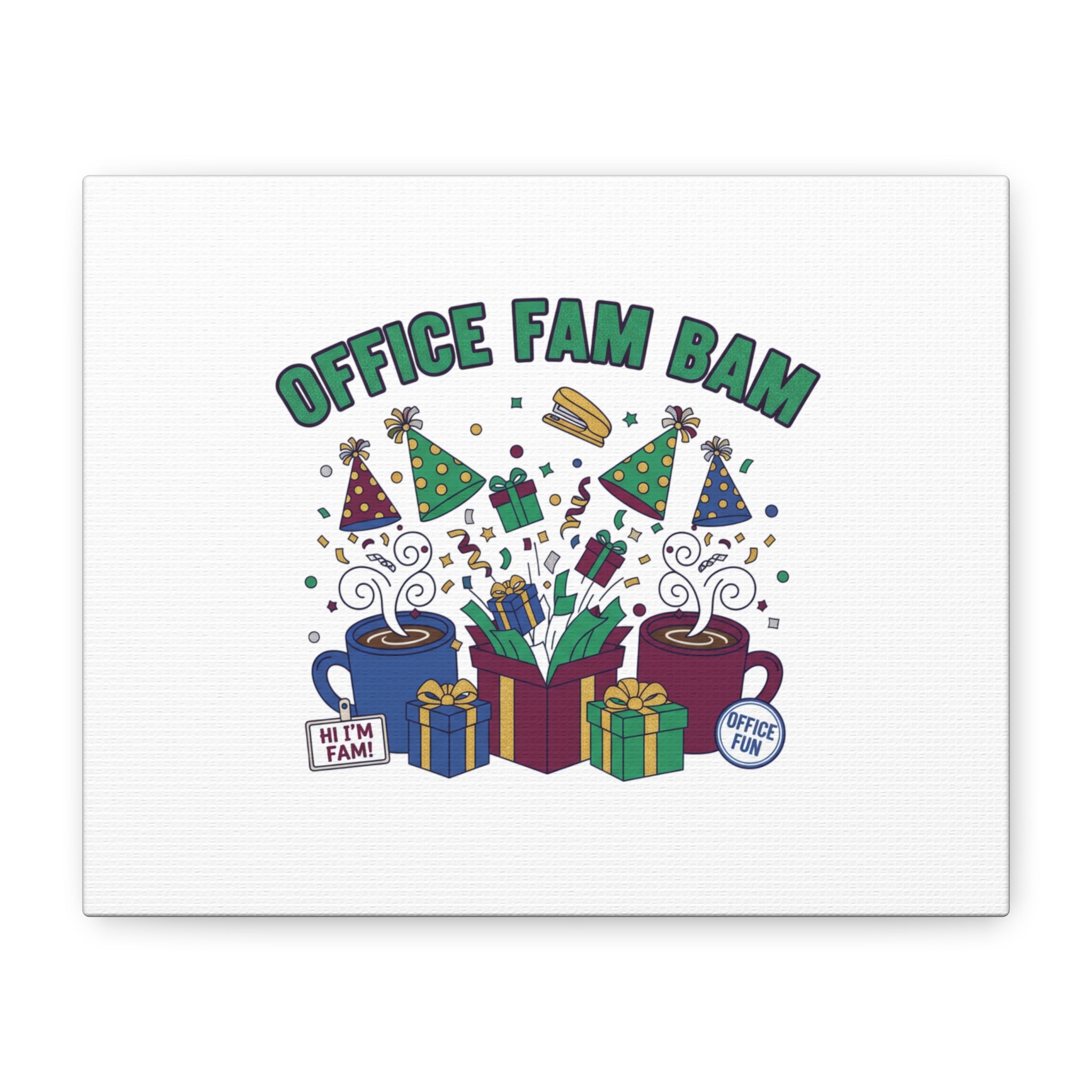 Office Fam Bam Canvas | Festive Office Party Decor, Secret Santa Humor