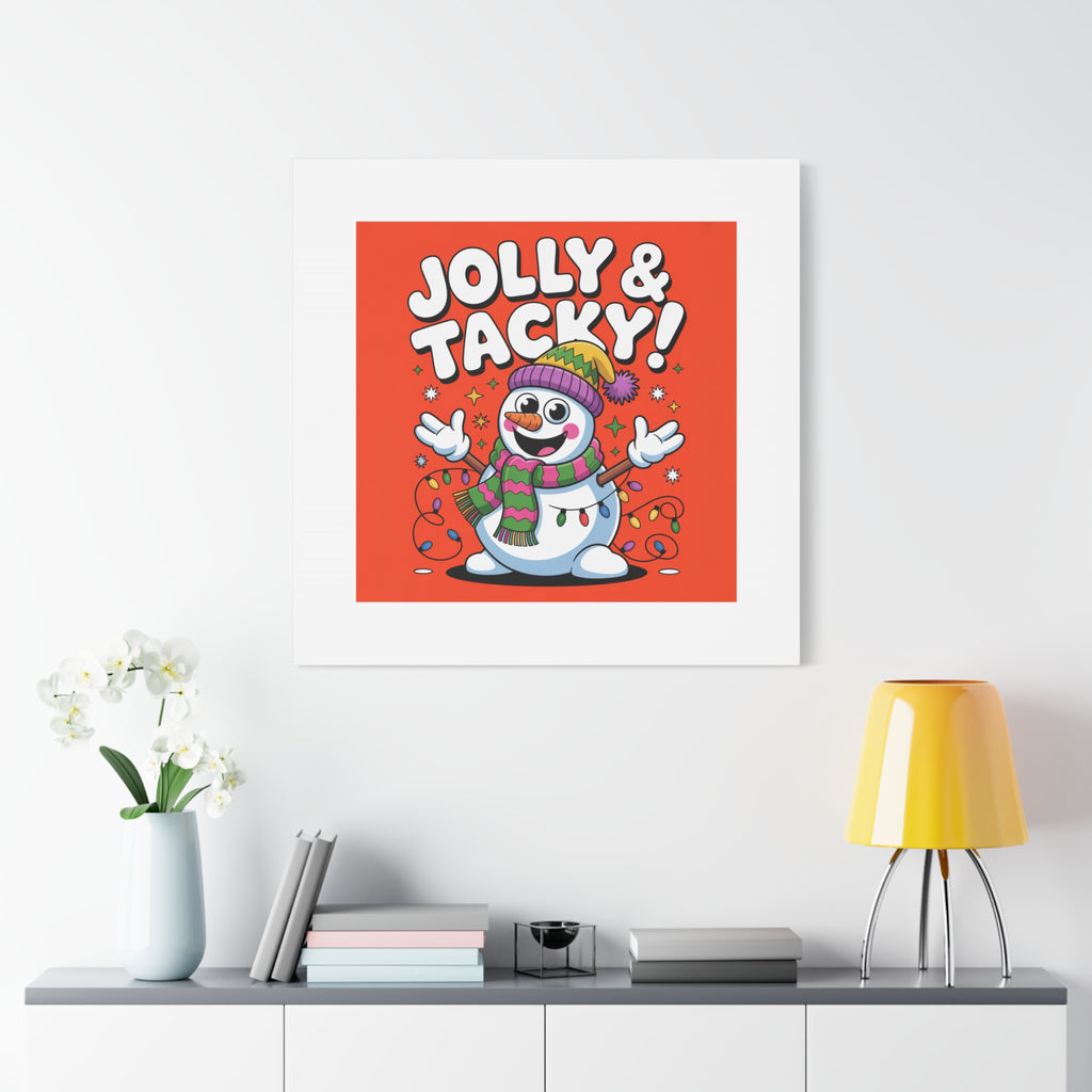 Jolly & Tacky Snowman Matte Canvas | ugly Christmas sweater novelty, festive gag