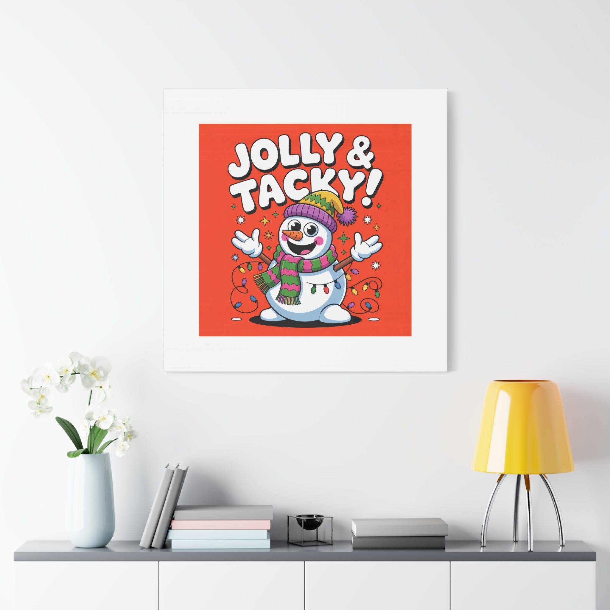Jolly & Tacky Snowman Matte Canvas | ugly Christmas sweater novelty, festive gag