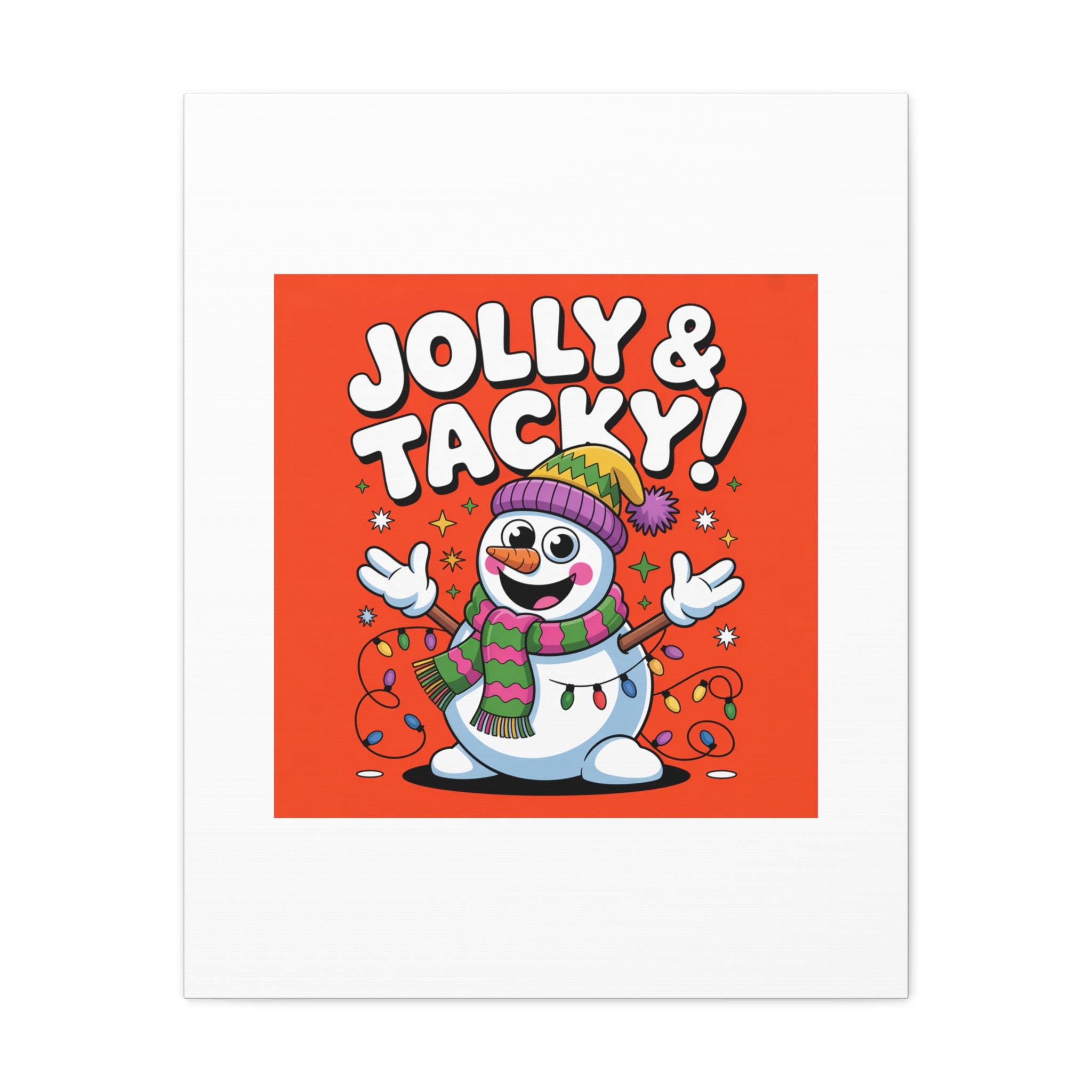 Jolly & Tacky Snowman Matte Canvas | ugly Christmas sweater novelty, festive gag