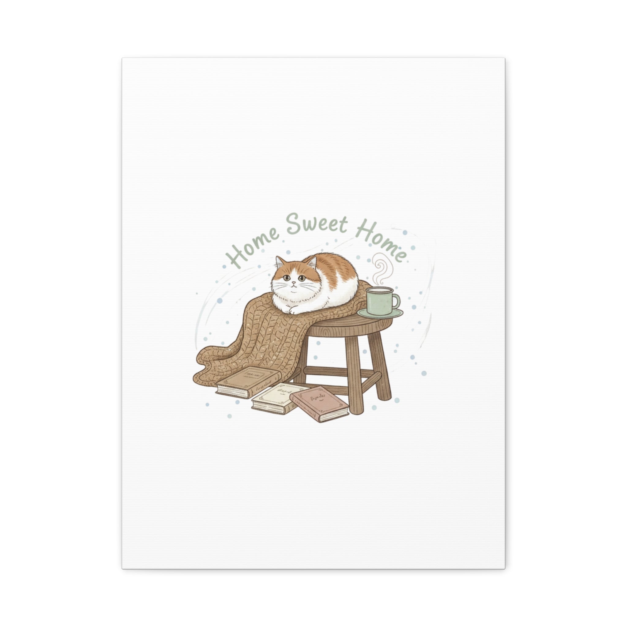 Home Sweet Home cat print Canvas | introvert homebody decor, cozy winter wall art