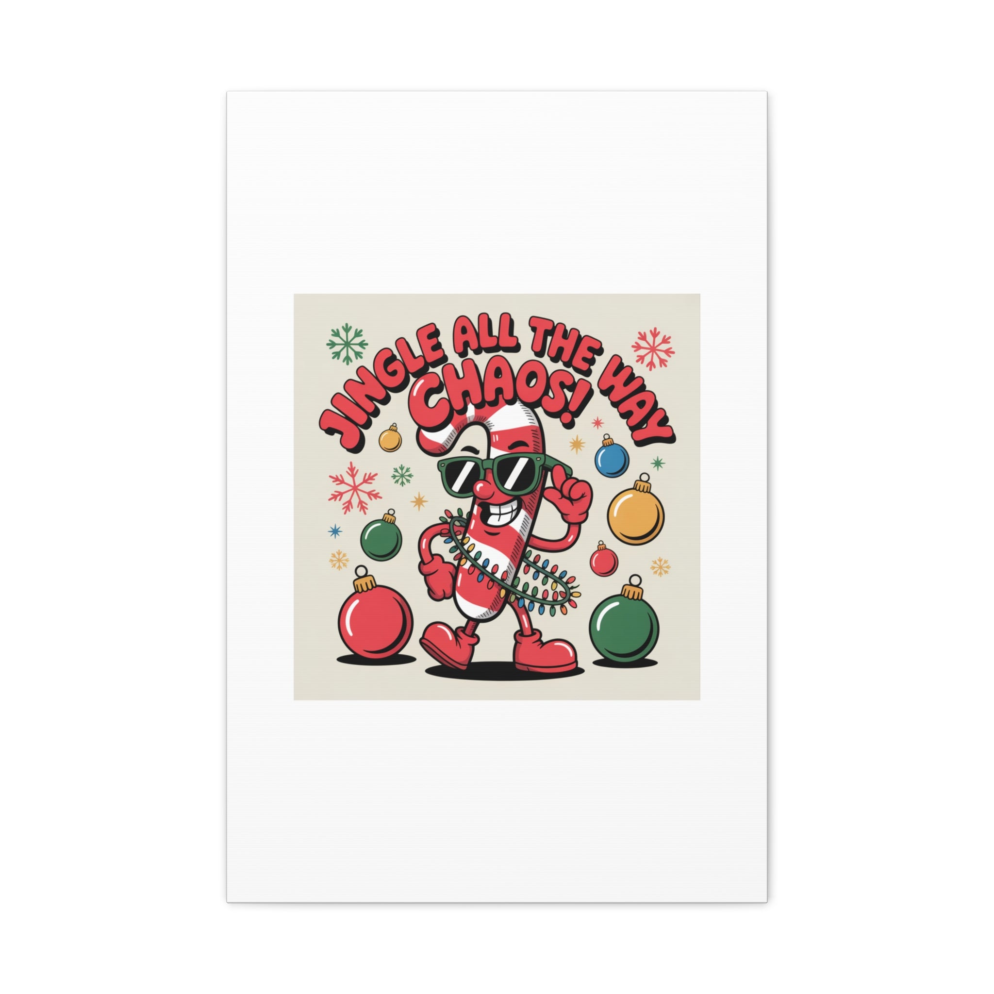 Jingle All The Way Chaos Candy Cane Canvas | ugly Christmas sweater, festive gag sweater