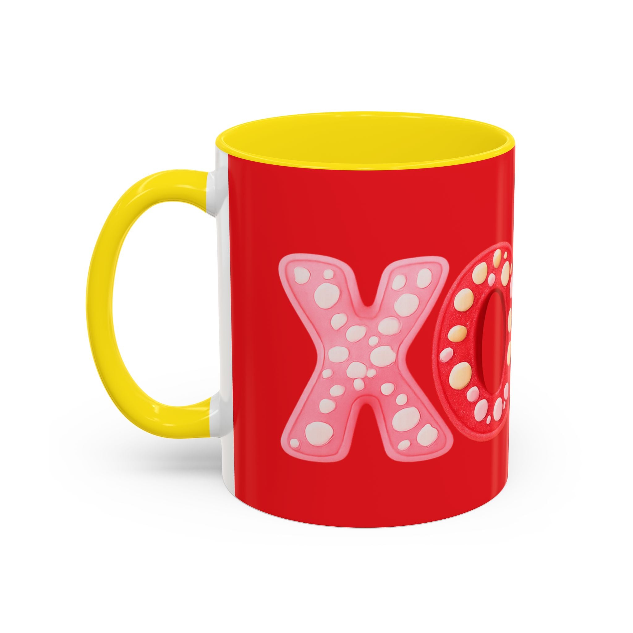 XO Valentine Coffee Mug — Red Accent Romantic Ceramic Mug
