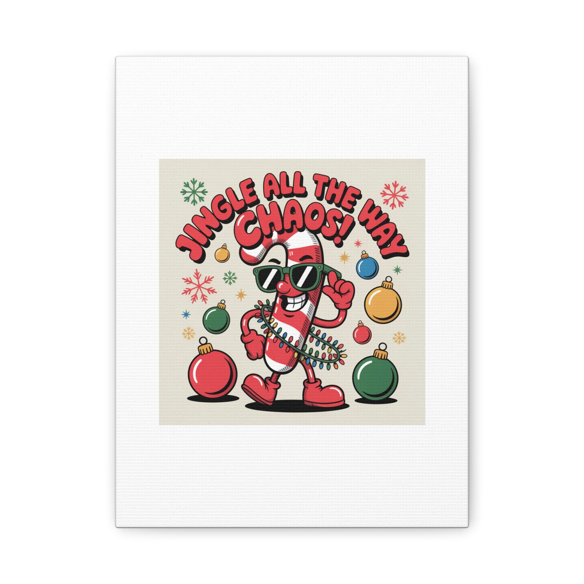 Jingle All The Way Chaos Candy Cane Canvas | ugly Christmas sweater, festive gag sweater