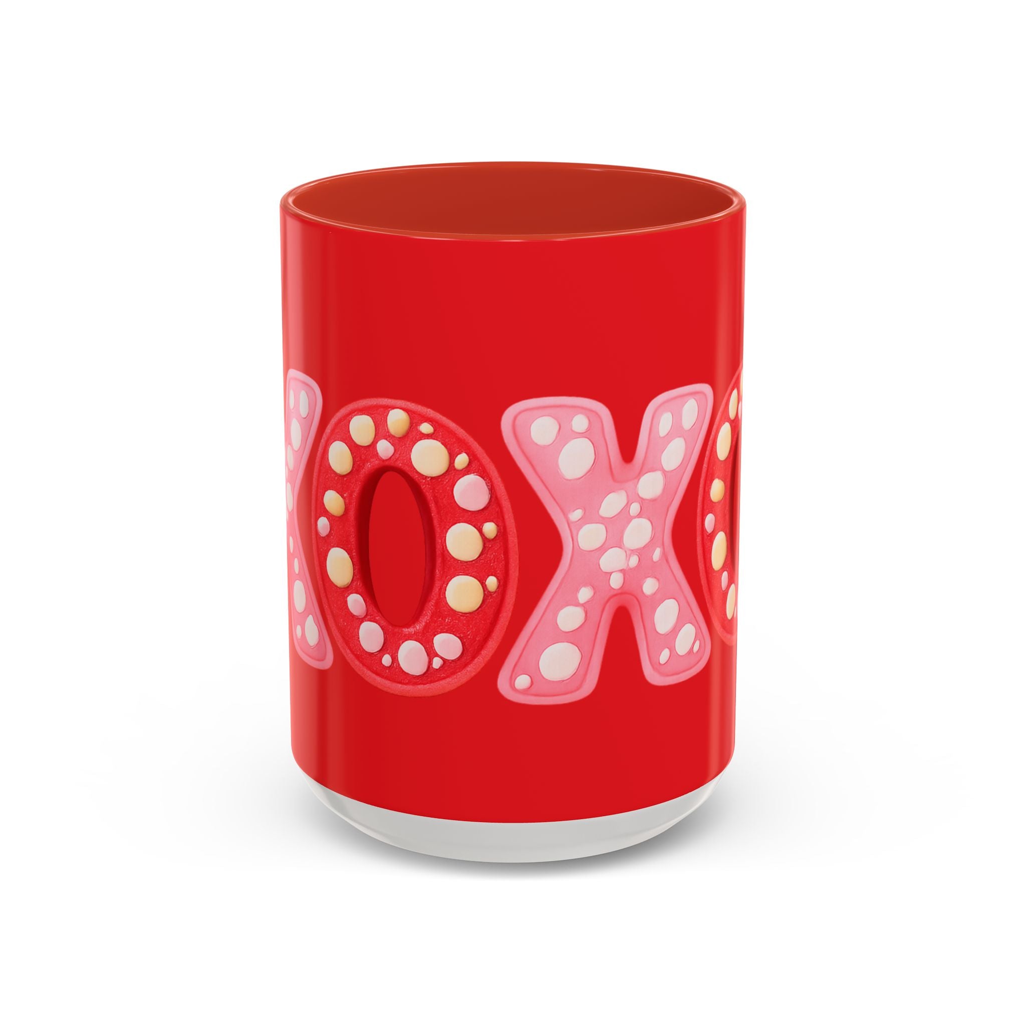 XO Valentine Coffee Mug — Red Accent Romantic Ceramic Mug