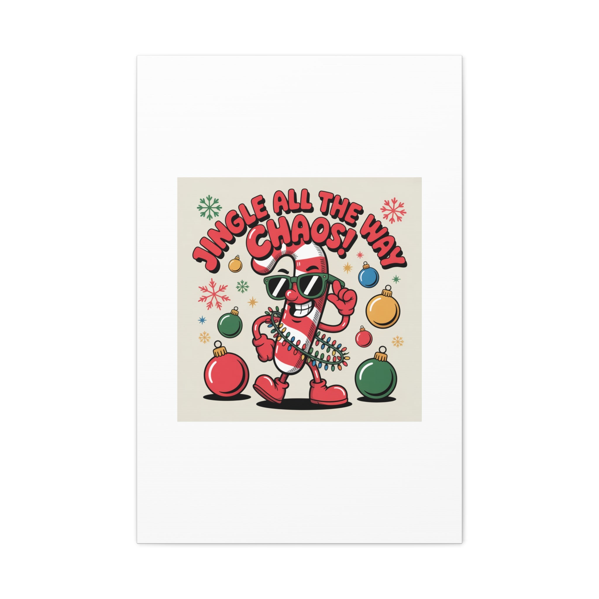 Jingle All The Way Chaos Candy Cane Canvas | ugly Christmas sweater, festive gag sweater