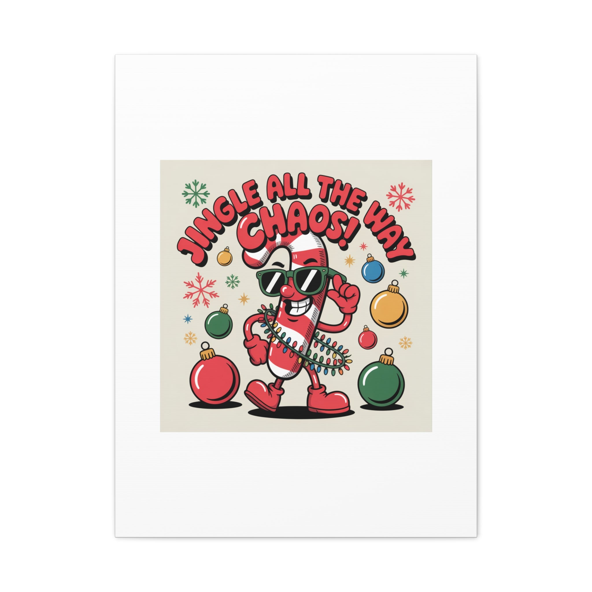 Jingle All The Way Chaos Candy Cane Canvas | ugly Christmas sweater, festive gag sweater