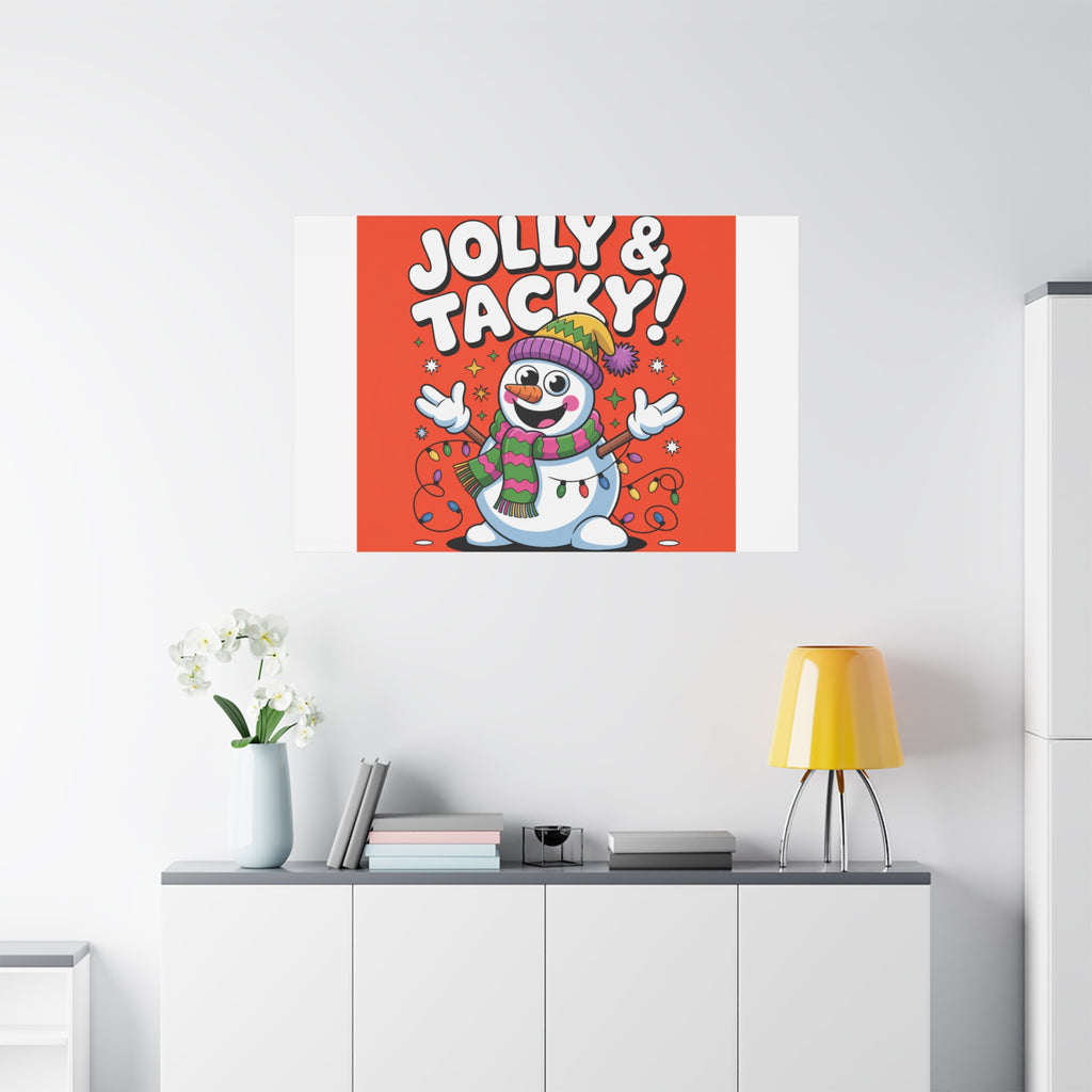 Jolly & Tacky Snowman Matte Canvas | ugly Christmas sweater novelty, festive gag