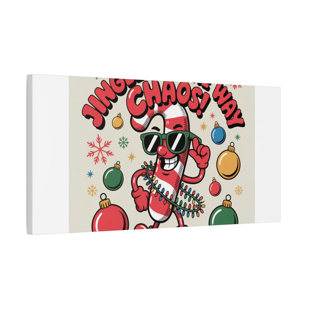 Jingle All The Way Chaos Candy Cane Canvas | ugly Christmas sweater, festive gag sweater
