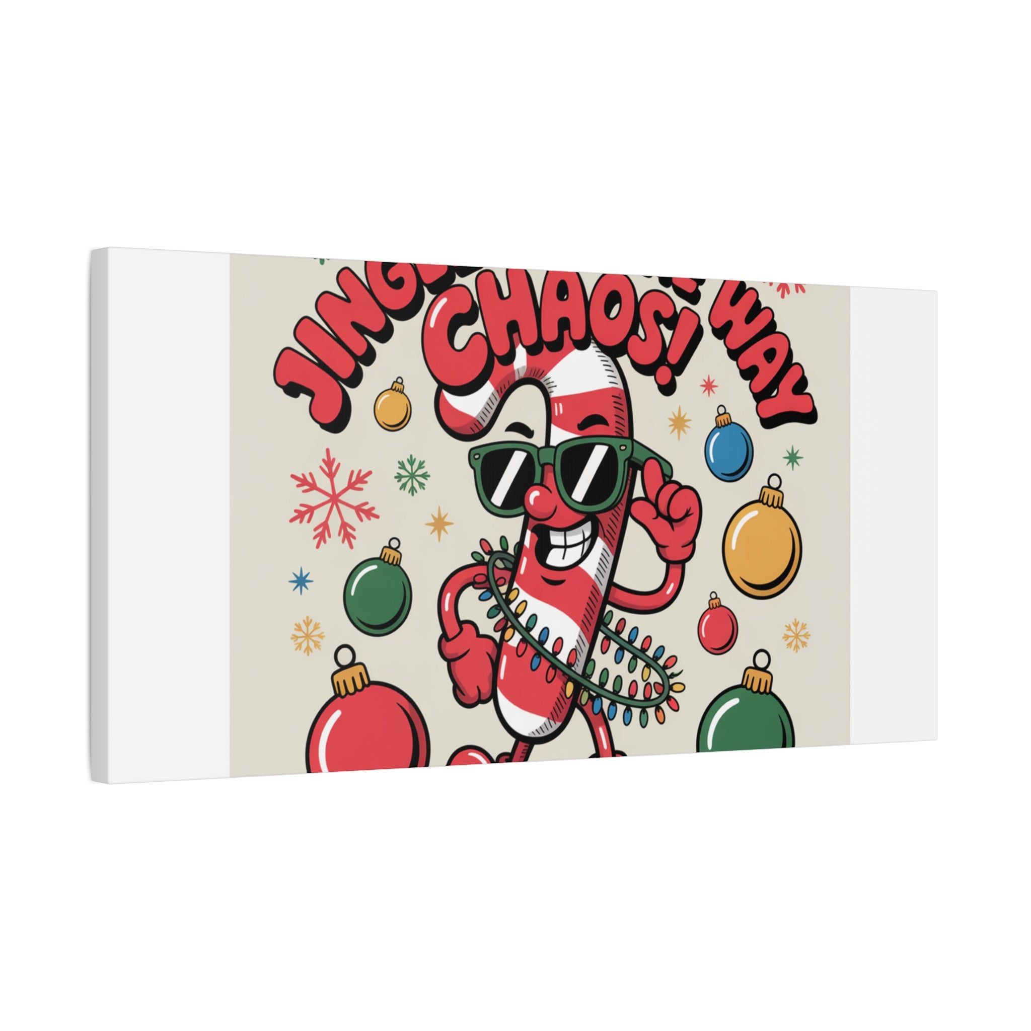 Jingle All The Way Chaos Candy Cane Canvas | ugly Christmas sweater, festive gag sweater
