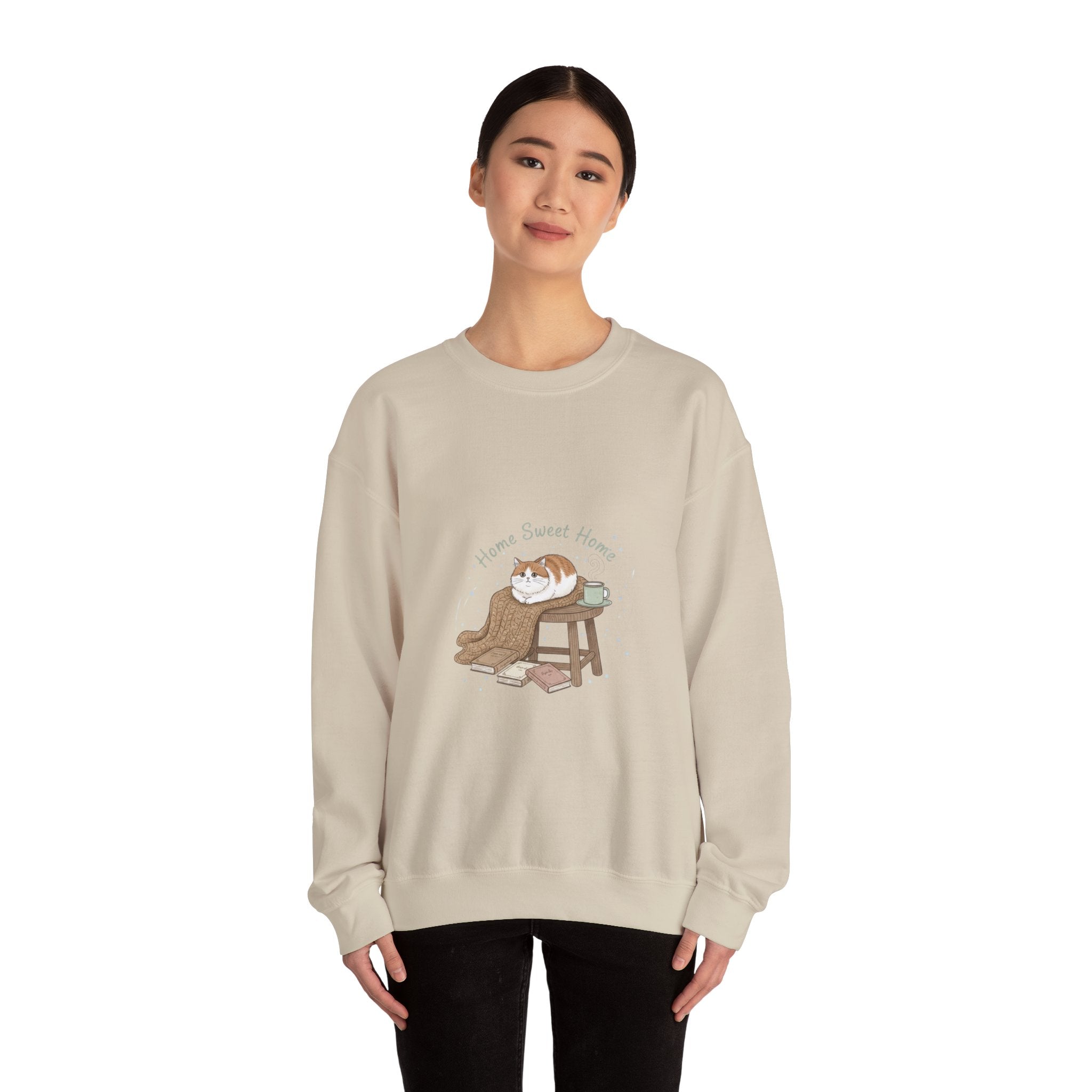 Home Sweet Home cat illustration Sweatshirt | introvert sweater, cozy winter shirt