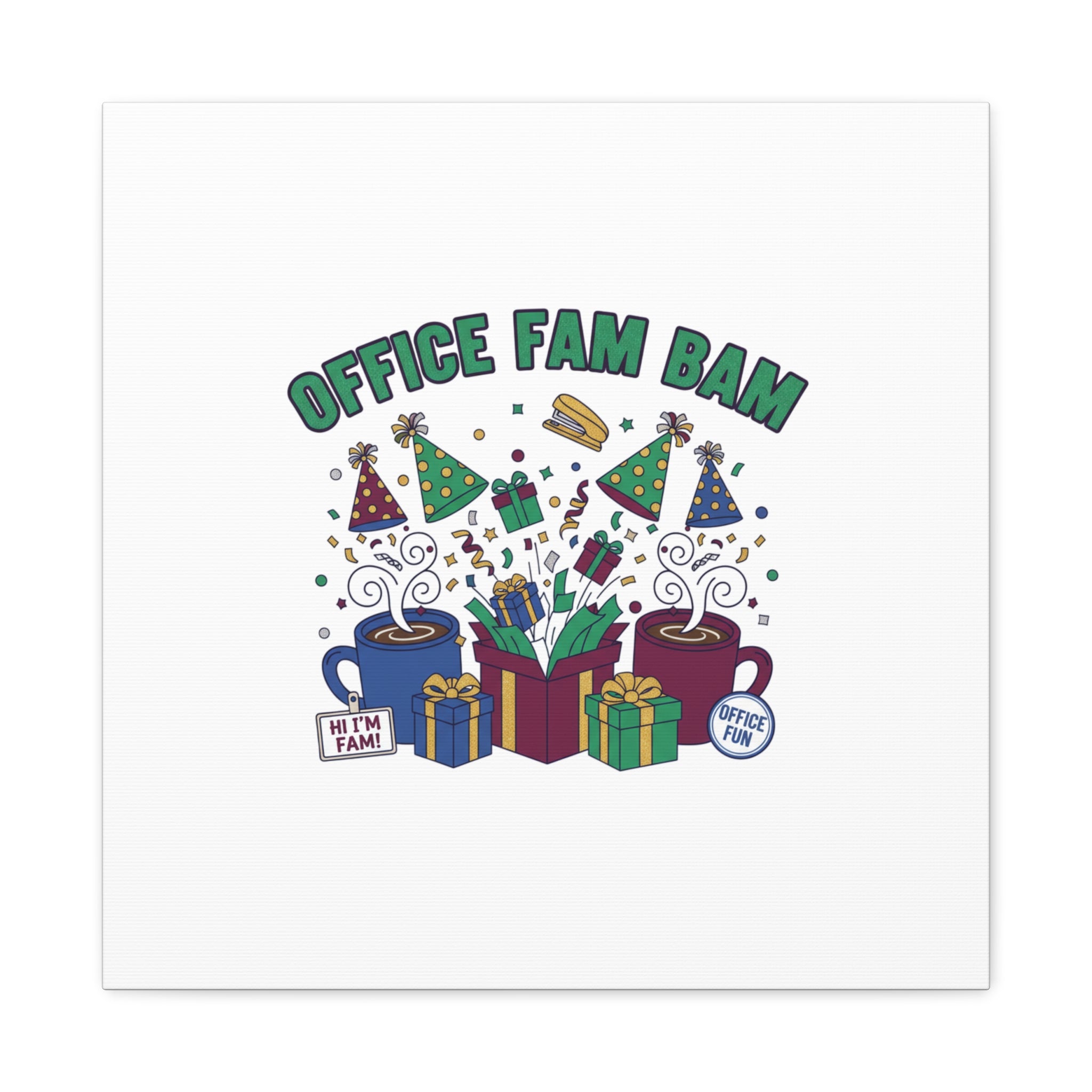Office Fam Bam Canvas | Festive Office Party Decor, Secret Santa Humor