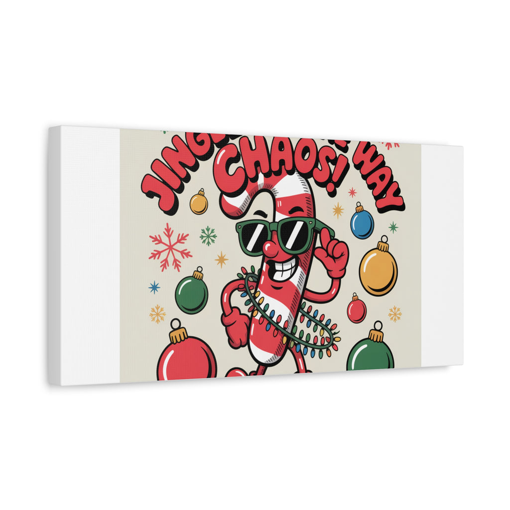 Jingle All The Way Chaos Candy Cane Canvas | ugly Christmas sweater, festive gag sweater